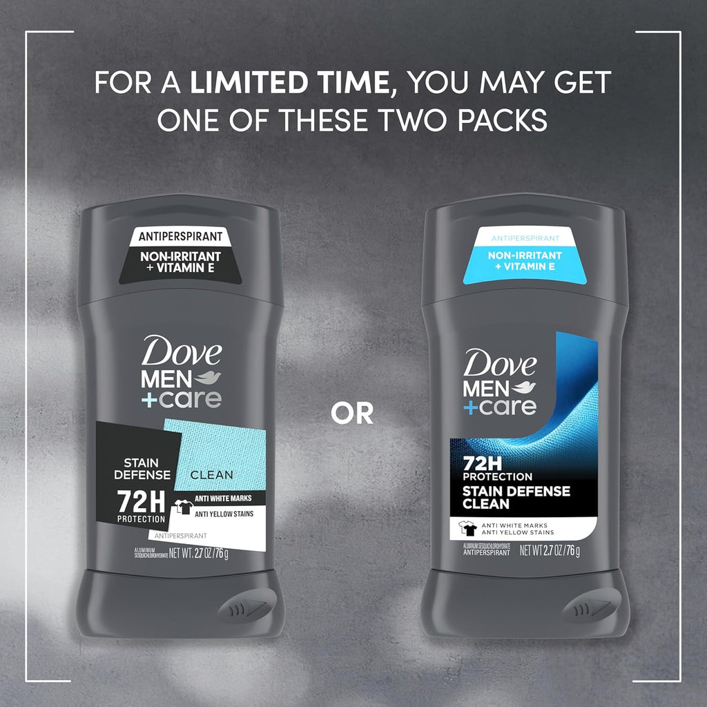 Dove Men+Care Deodorant Stick 4 Count Stain Defense Clean for Men, Anti-white