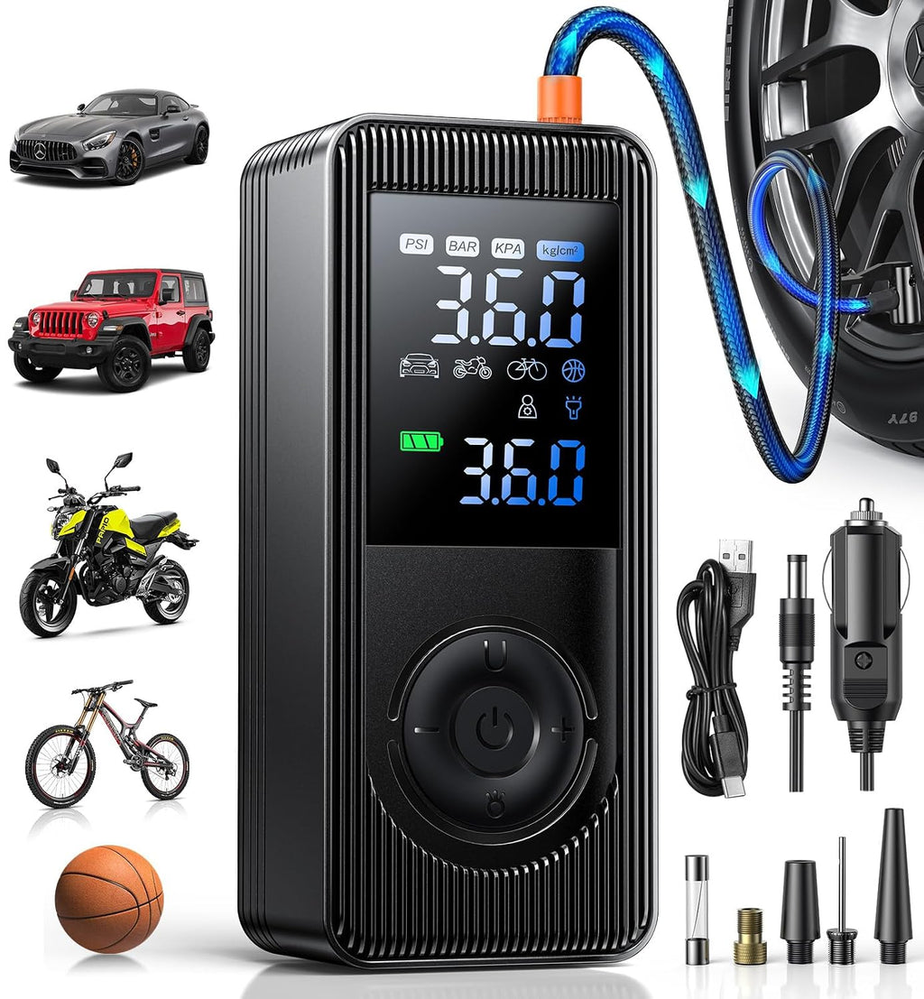 Tire Inflator Portable Air Compressor - 150 PSI 4X Fast Inflation