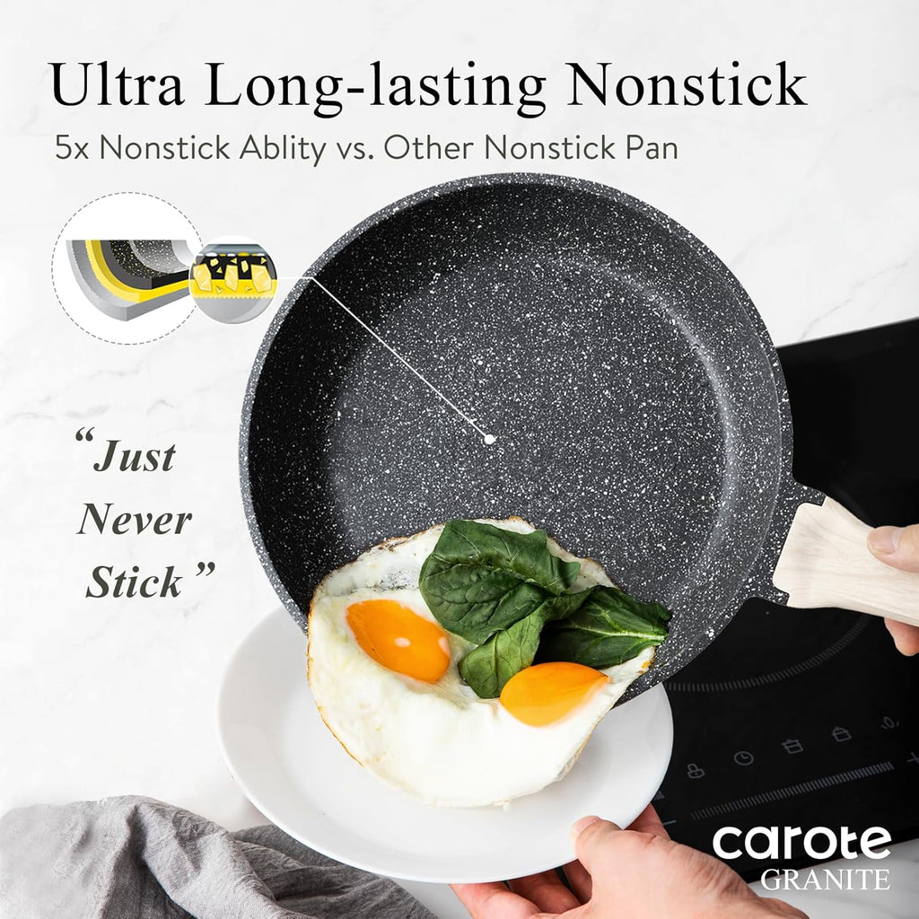 CAROTE Nonstick Frying Pan Skillet,Non Stick Granite Fry Pan Egg Pan Omelet