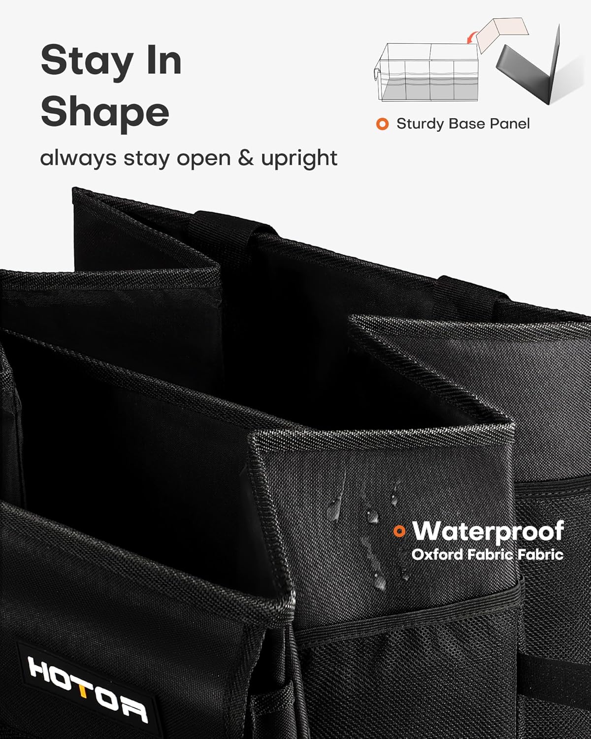 HOTOR Trunk Organizer - Car Organizer, Foldable Trunk organizer for SUVs &