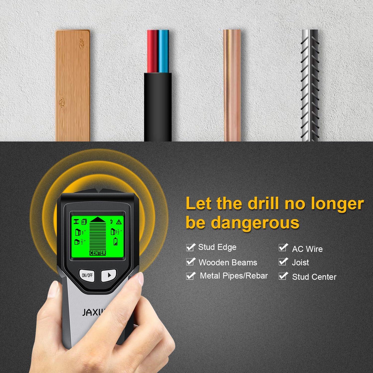 Stud Finder Wall Scanner - 5 in 1 Stud Finder Tool w/Smart Chip and HD LCD
