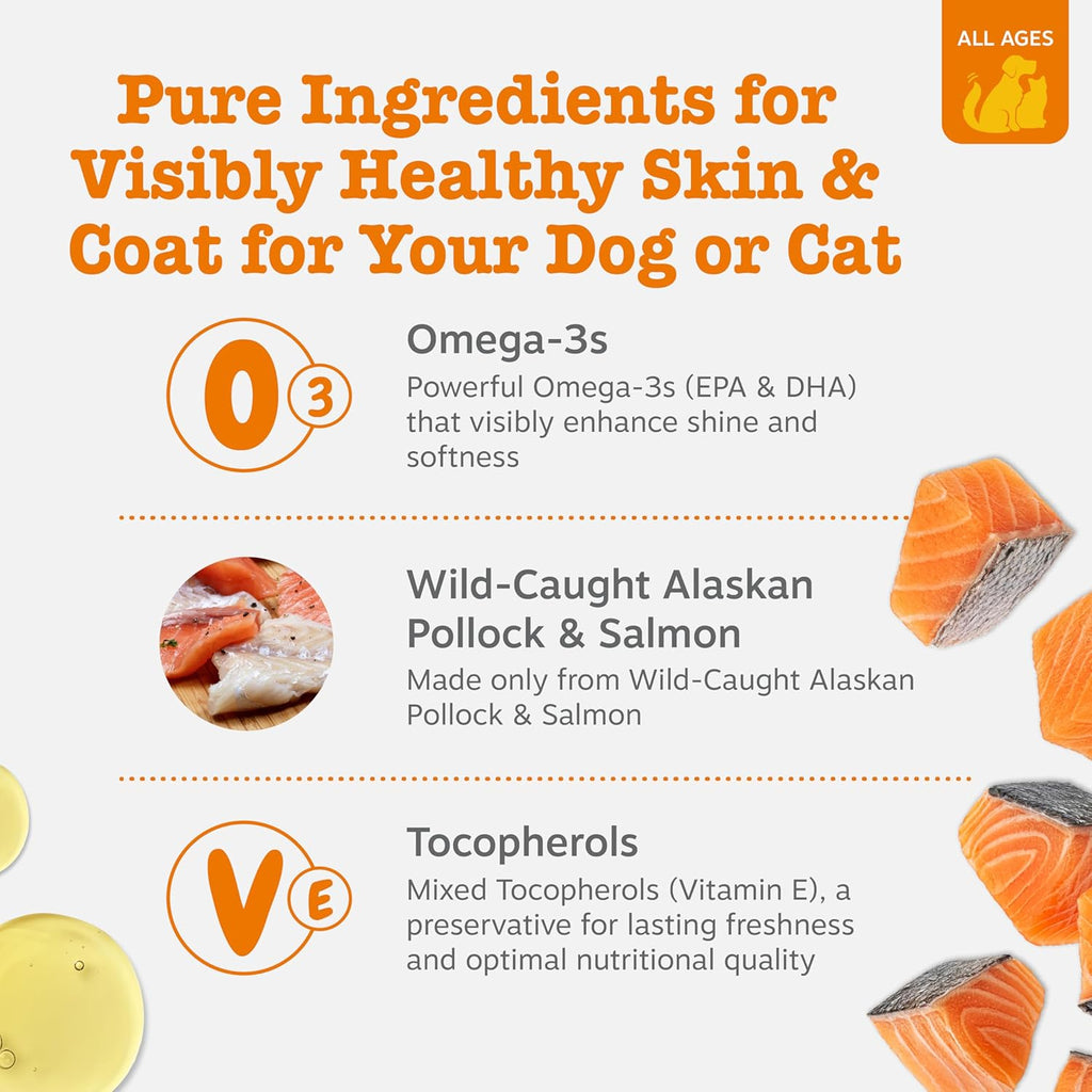 Zesty Paws Wild Alaskan Omega-3 Blend Pollock + Salmon Oil for Dogs and Cats