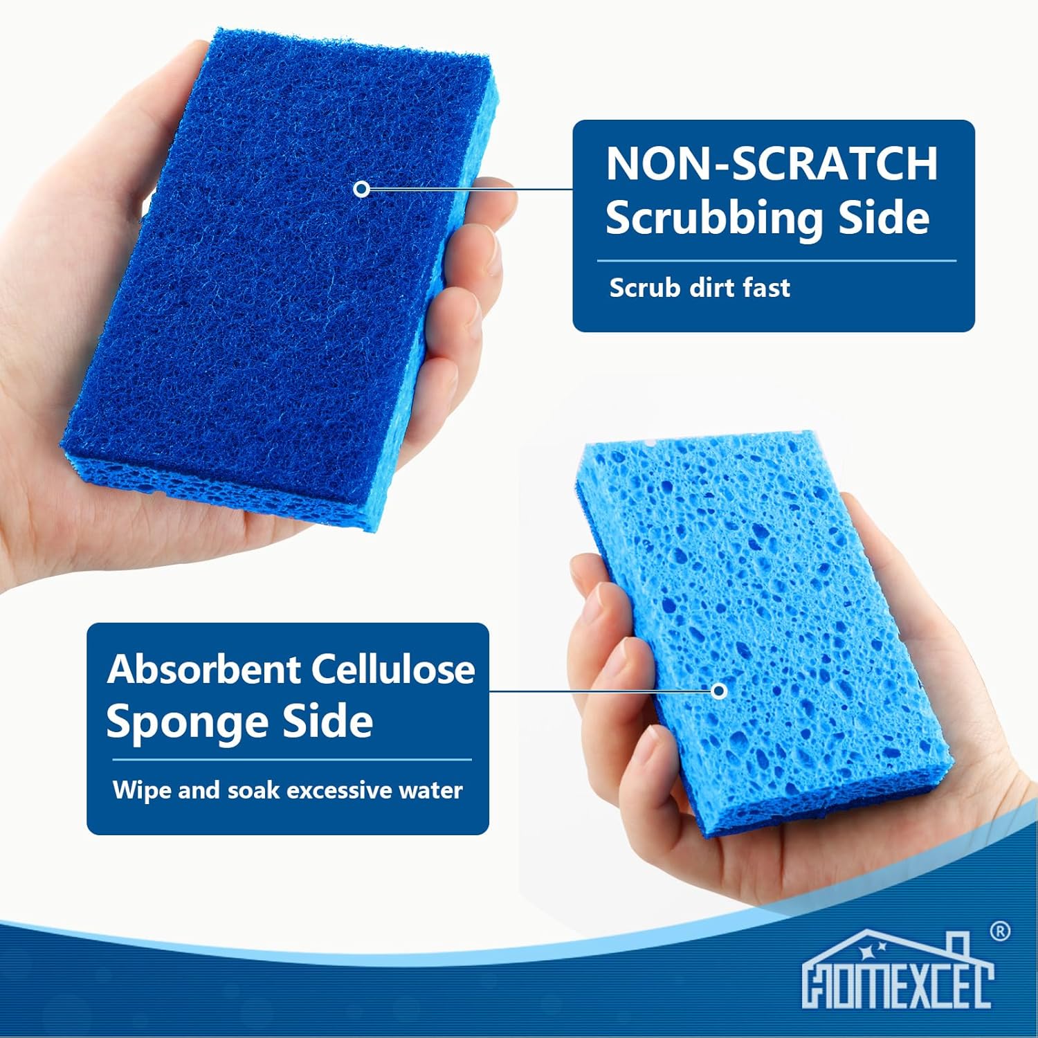 HOMEXCEL Sponges Kitchen 24pcs, Non-Scratch Scrub Dish Sponge Safe on