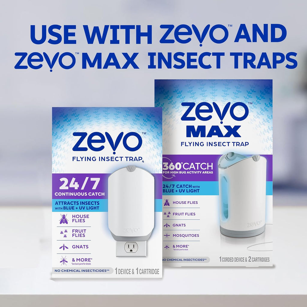 Zevo Flying Insect Trap Official Refill Cartridges - Fits Both Zevo Trap &