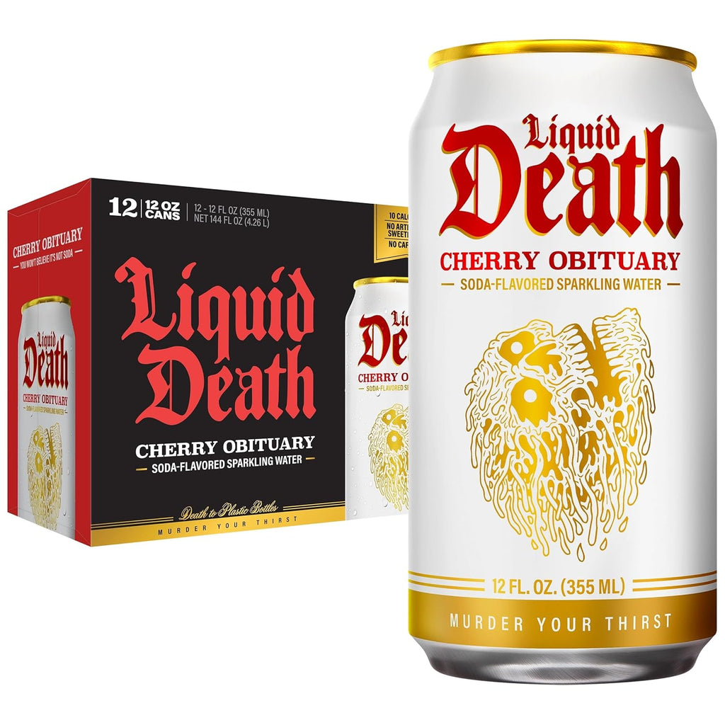 Liquid Death Soda-Flavored Sparkling Water - Cherry Obituary, Less Sugar*