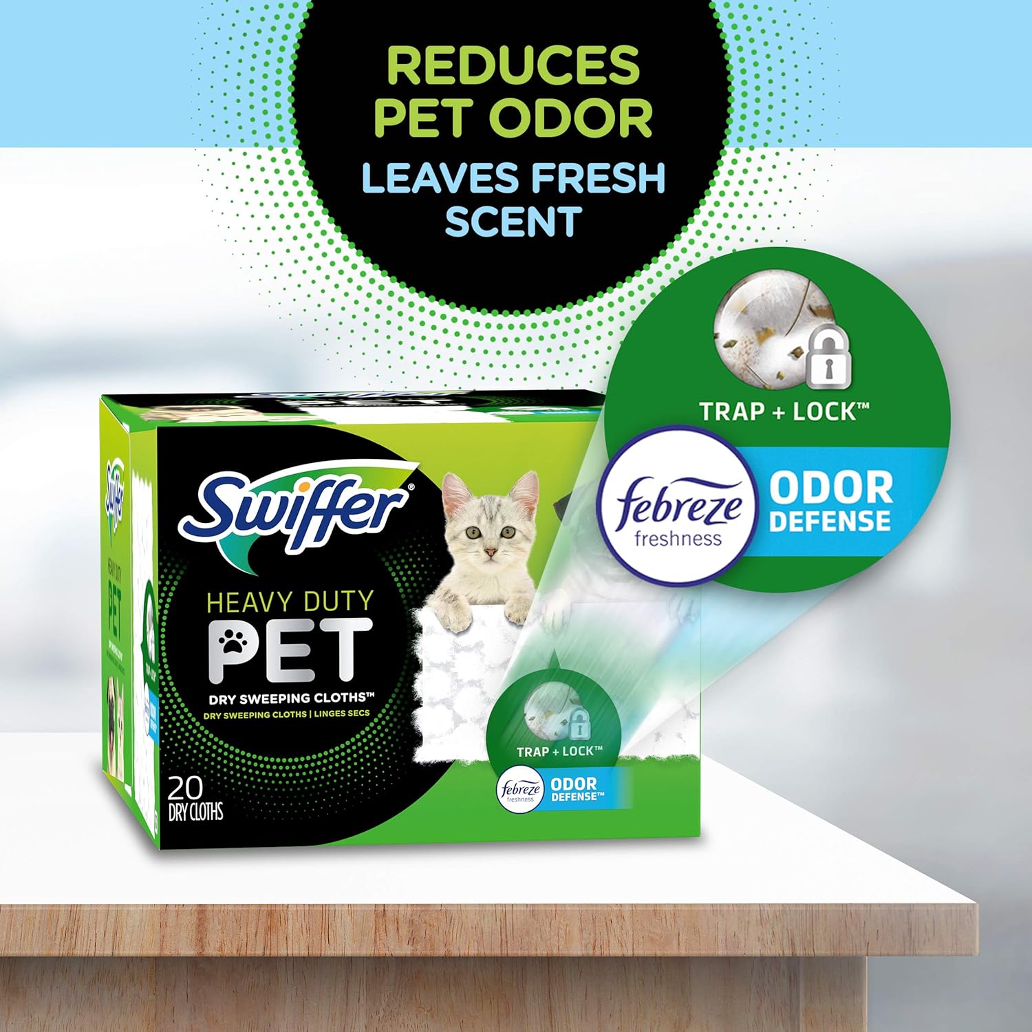 Sweep + Mop, Dry Pads Refill, Floor Cleaner for Dirt, Dust, Hair, Cleaning