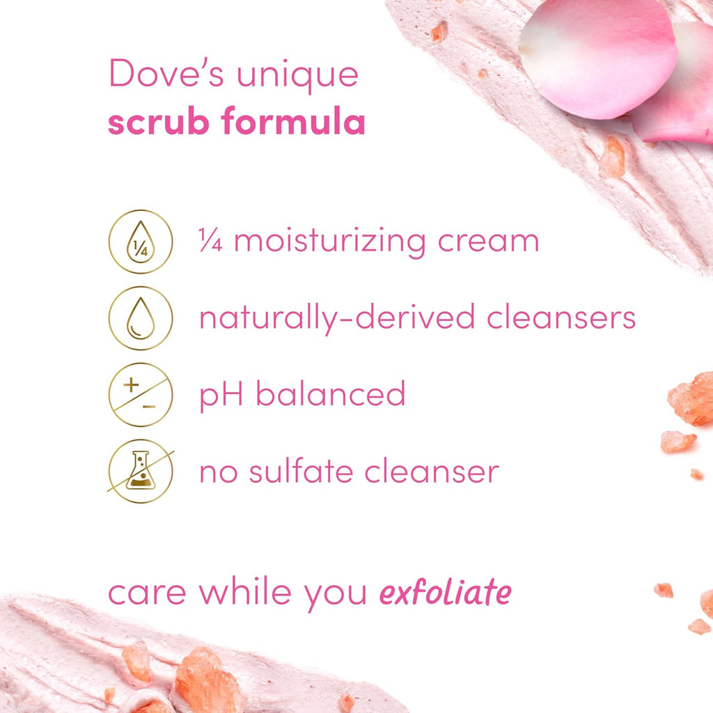 Dove Himalayan Salt & Rose Oil Body Scrub Exfoliates and Deeply Nourishes for