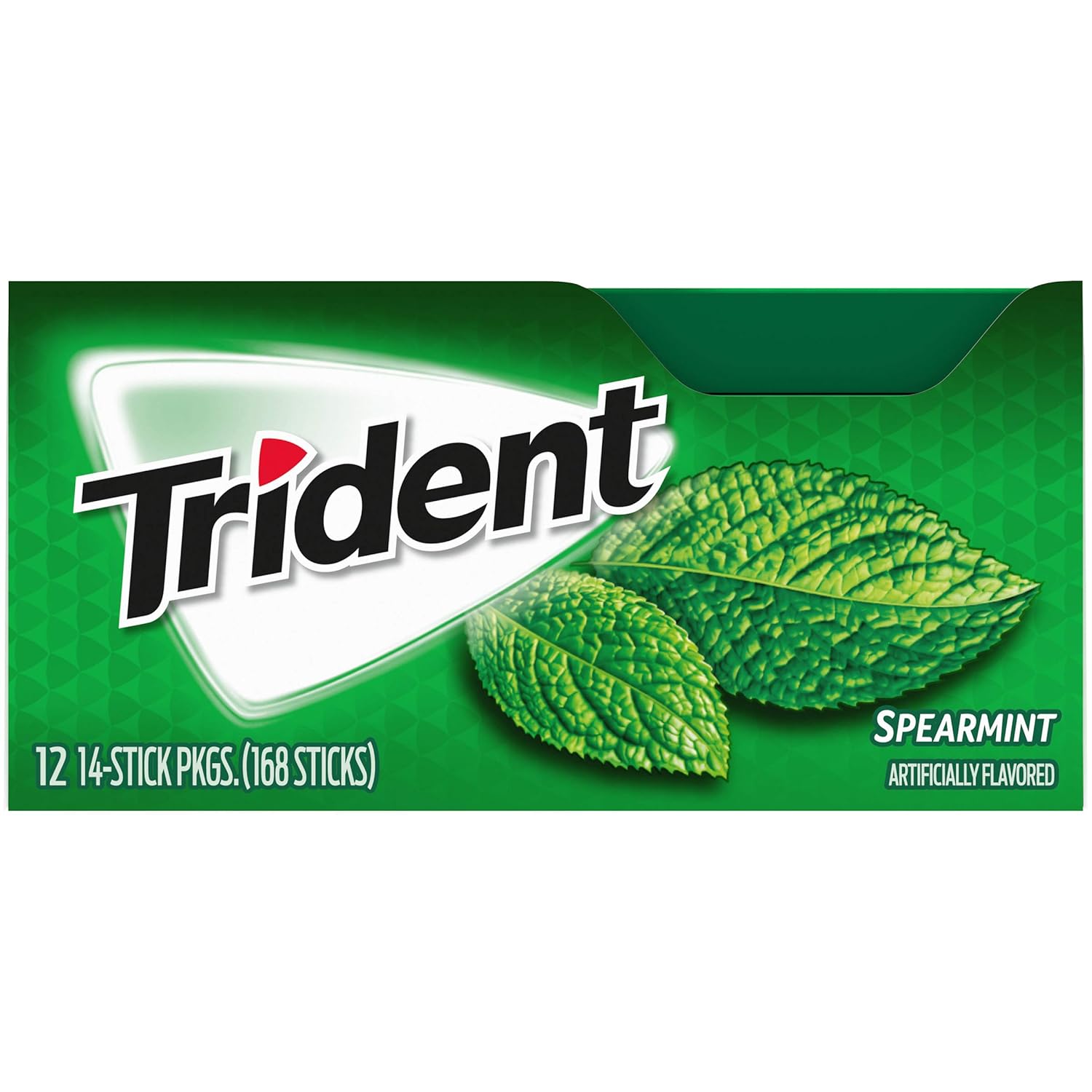 Trident Spearmint Sugar-Free Chewing Gum, 12 Packs of 14 Pieces (168 Total