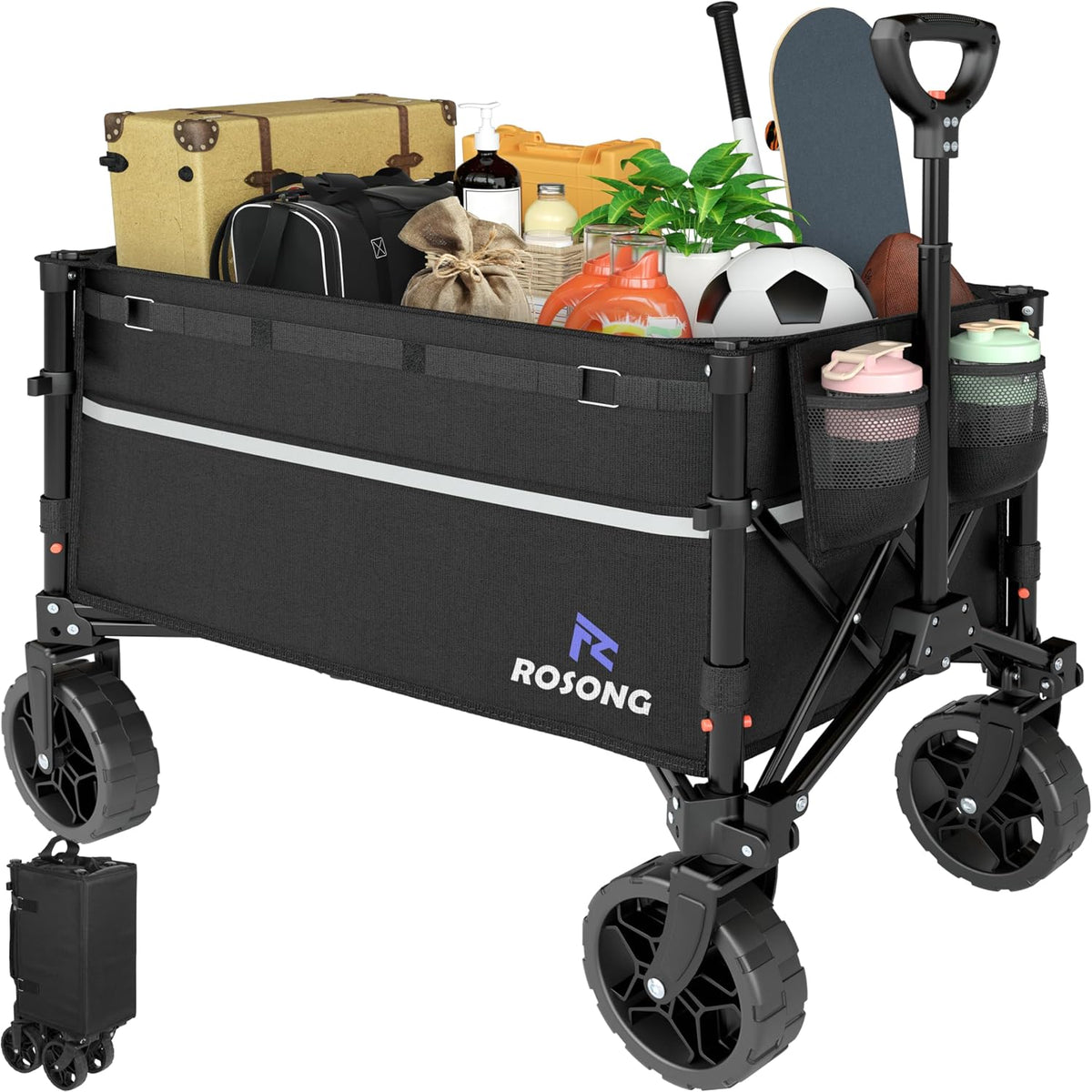 ROSONG Collapsible Wagon Cart with Wheels Foldable