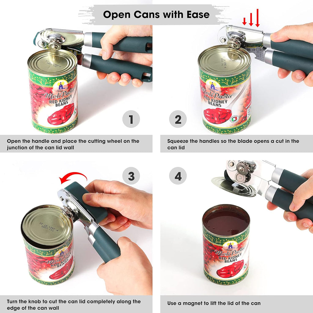 Beneno Heavy Duty Hand Can Opener Manual with Magnet, Durable Sharp Carbon