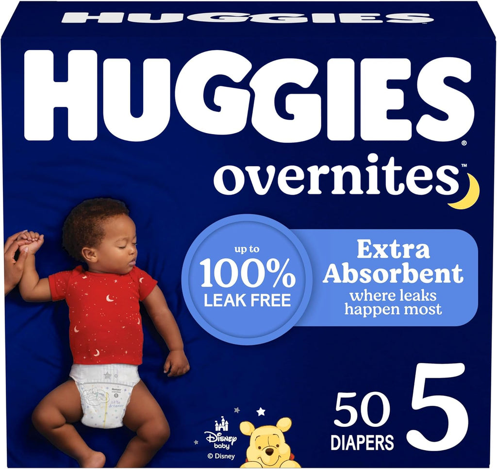 Huggies Overnites Size 5 Overnight Diapers (27+ lbs), 50 Ct, Packaging May