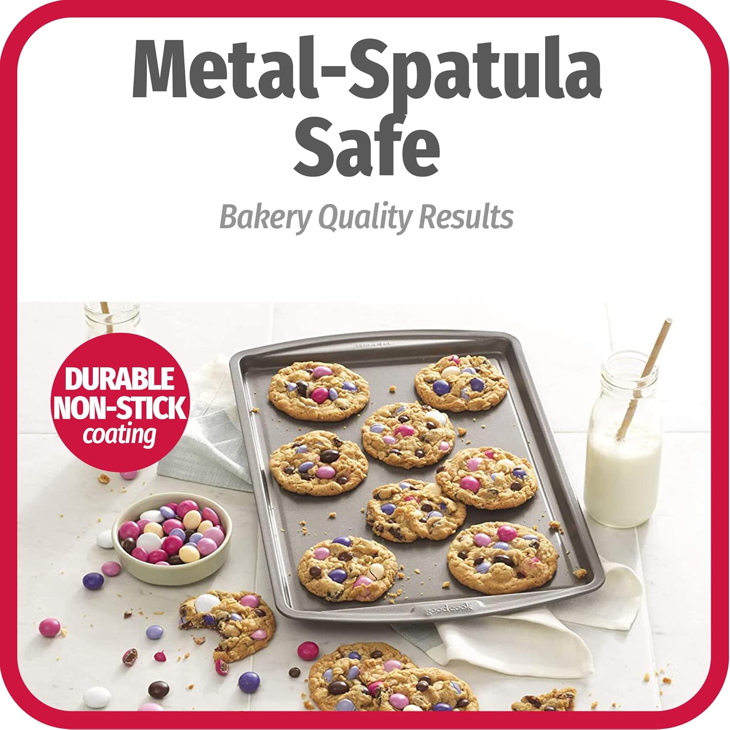 GoodCook Everyday Nonstick Carbon Steel 13‰۝ x 9‰۝ Baking Sheet Set, 3 Pack