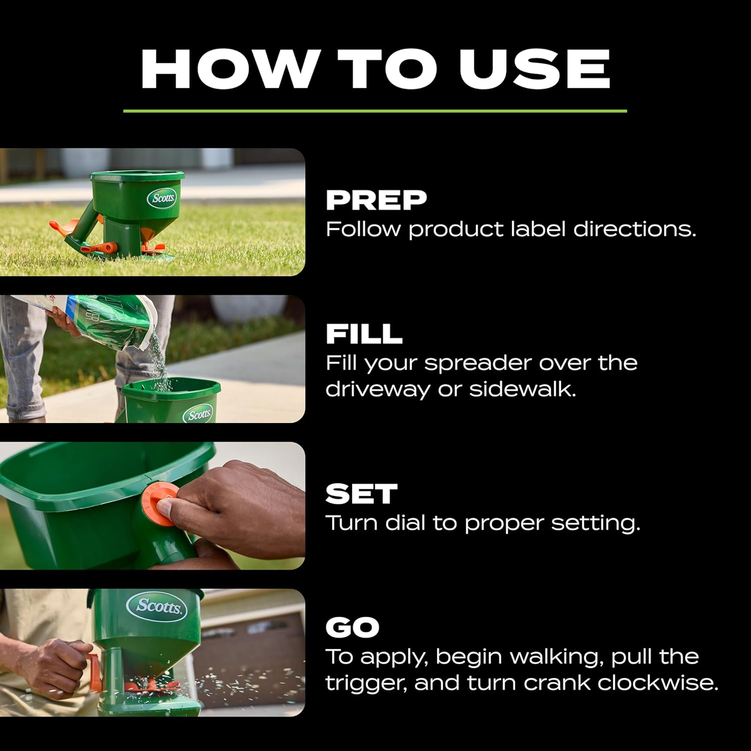 Scotts Whirl Hand-Powered Spreader - for Grass Seed, Lawn Fertilizers, Salt