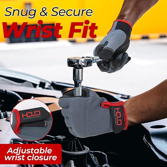 HANDLANDY Work Gloves for Men & Women, Utility Mechanic Working Gloves Touch