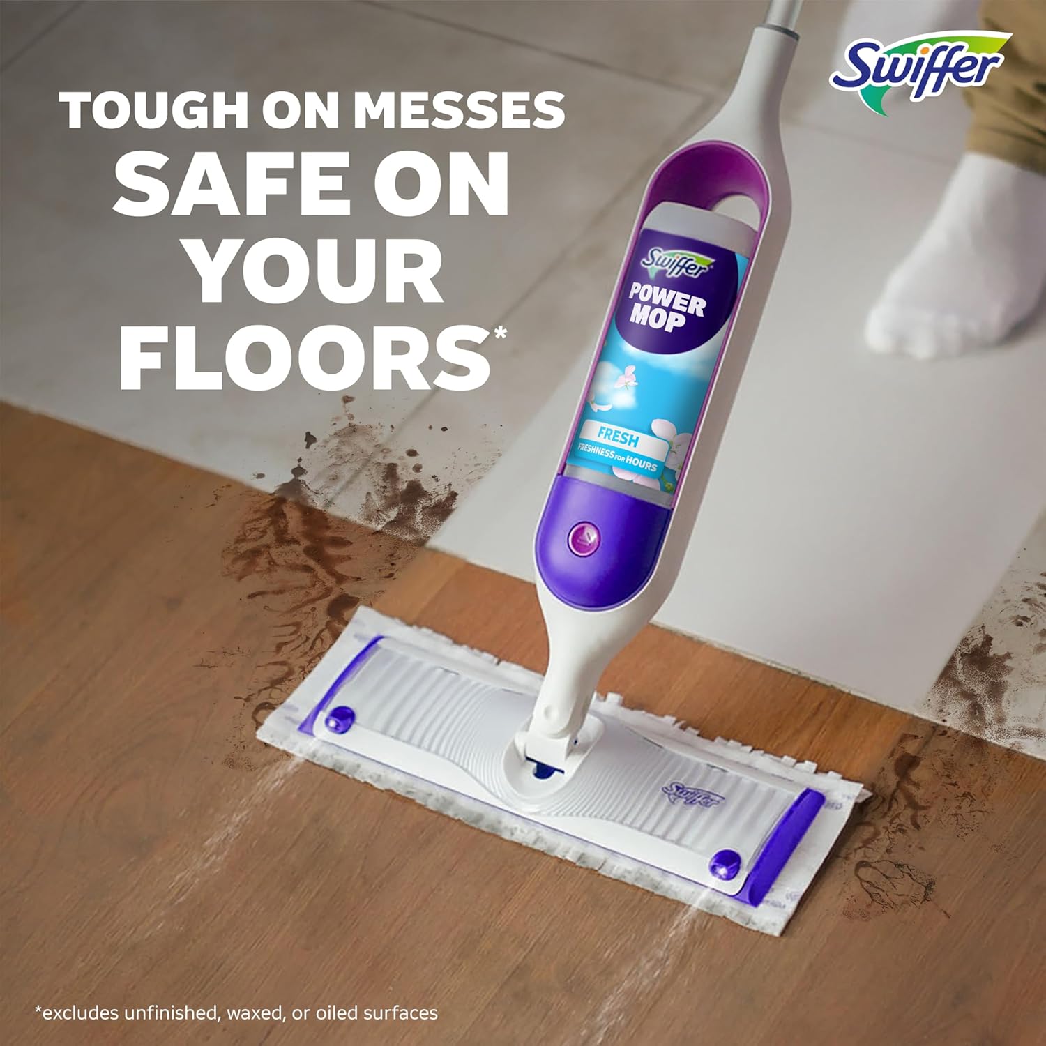 Swiffer PowerMop Multi-Surface Mop Kit for Floor Cleaning, Fresh Scent