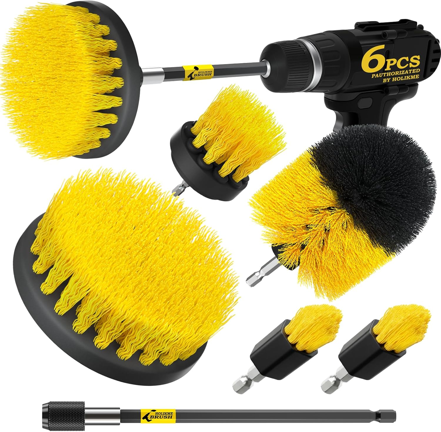 Holikme 6Pack Drill Brush Power Scrubber Cleaning Brush Extended Long