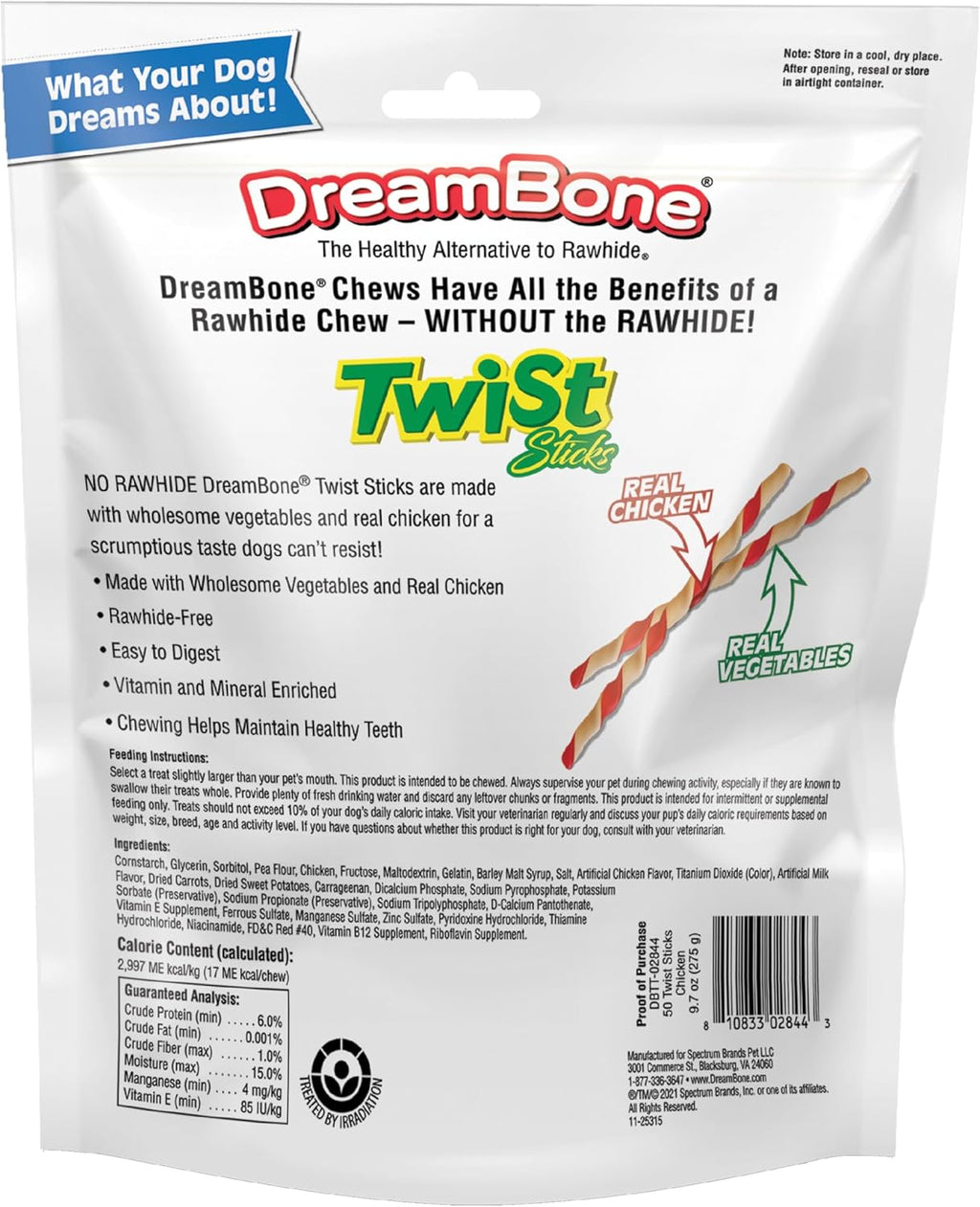 DreamBone Twist Sticks Chews for Dogs, 50 Count, Treat Your Dog to
