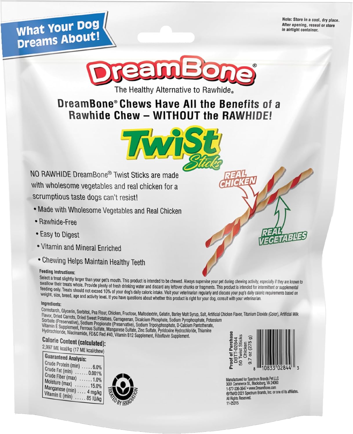 DreamBone Twist Sticks Chews for Dogs, 50 Count, Treat Your Dog to