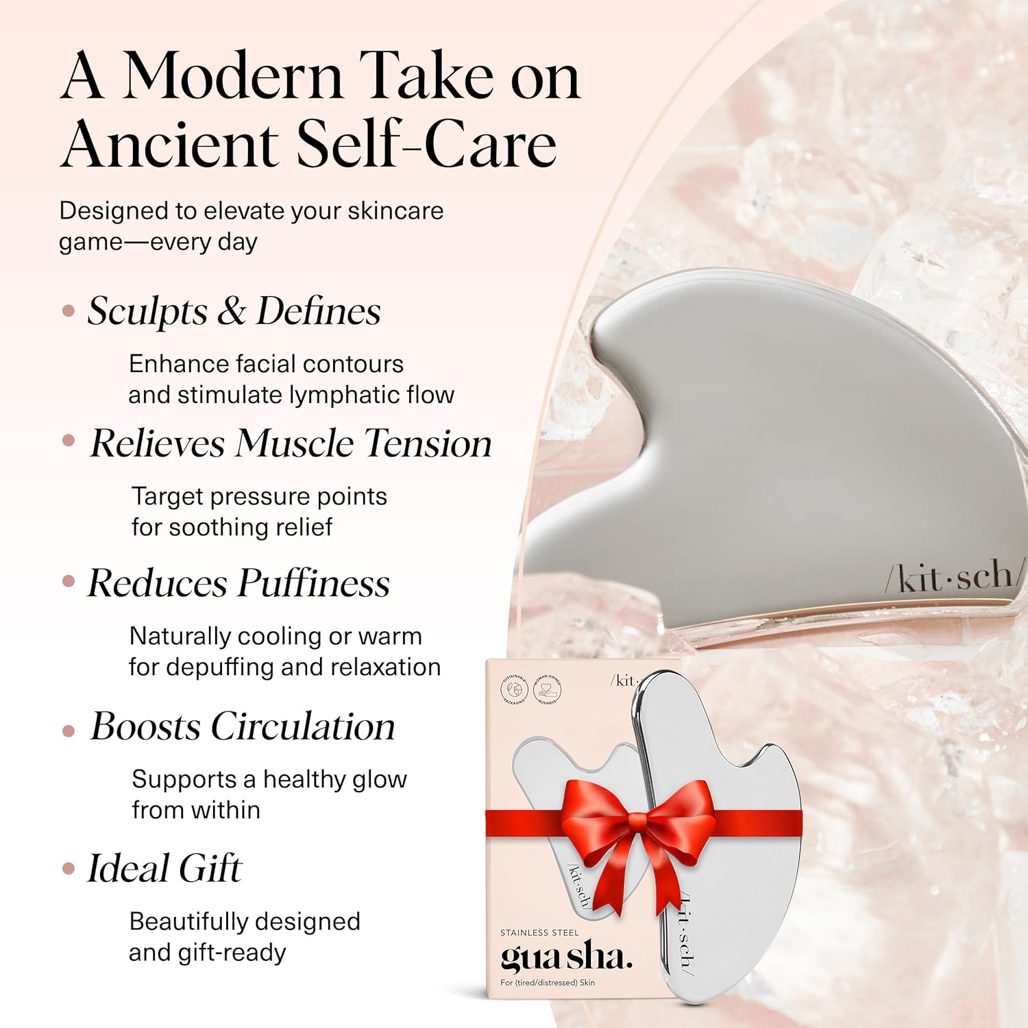 Kitsch Stainless Steel Gua Sha Facial Tools - Guasha Tool for Face, Face