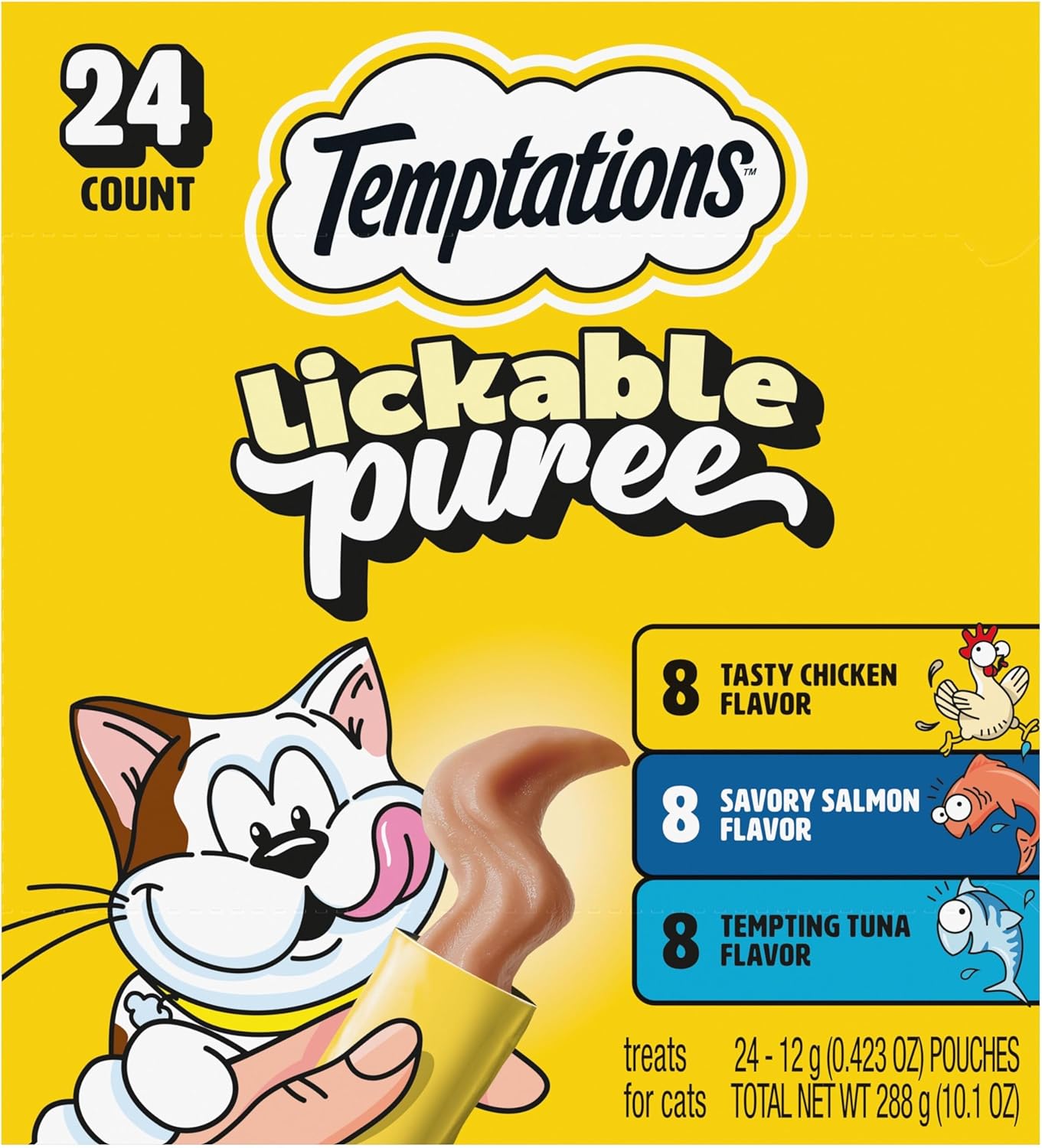 Temptations Creamy Puree Squeezable Lickable Cat Treats, Wet Cat Treats with