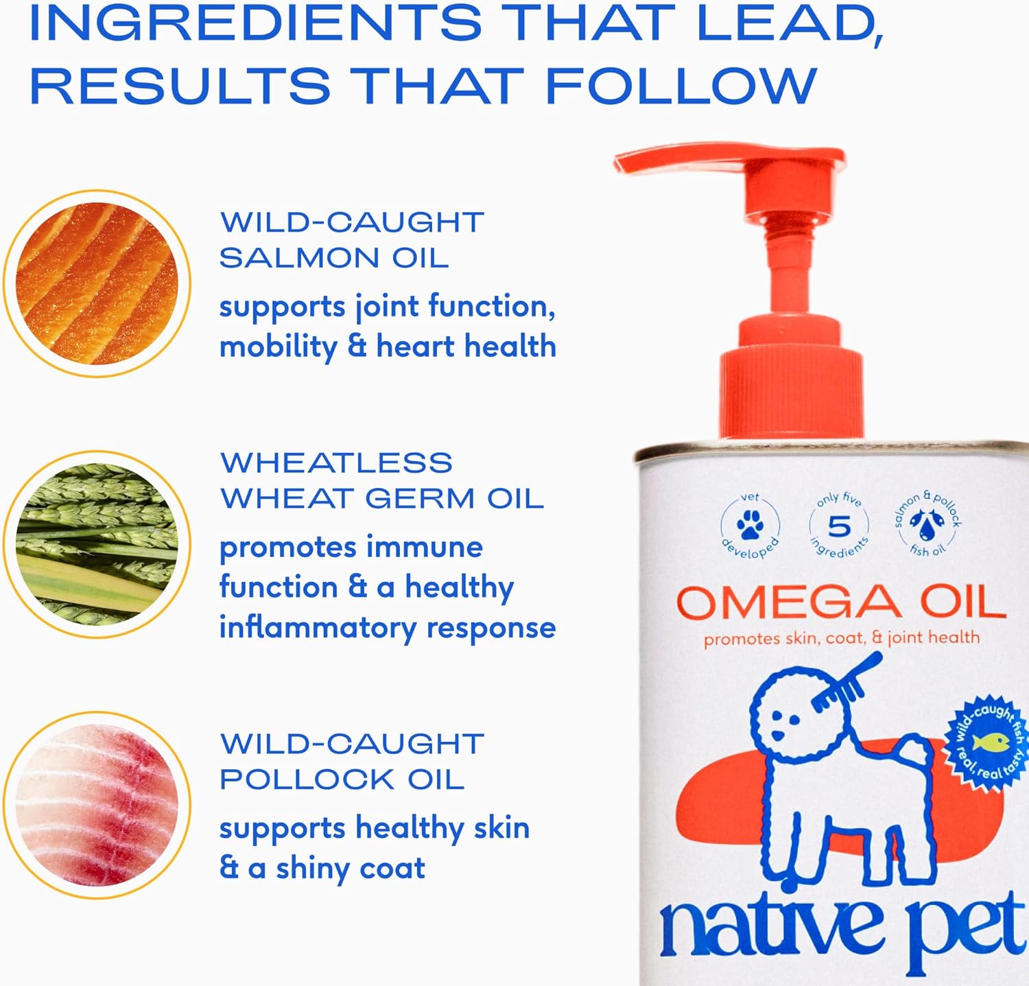 Native Pet Omega 3 Fish Oil for Dogs & Cats ‰ÛÒ Wild Alaskan Salmon Oil for