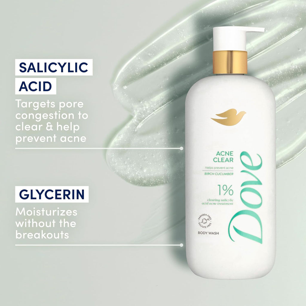 Dove Serum Body Wash Acne Clear for troubled skin with Salicylic Acid 18.5 Fl