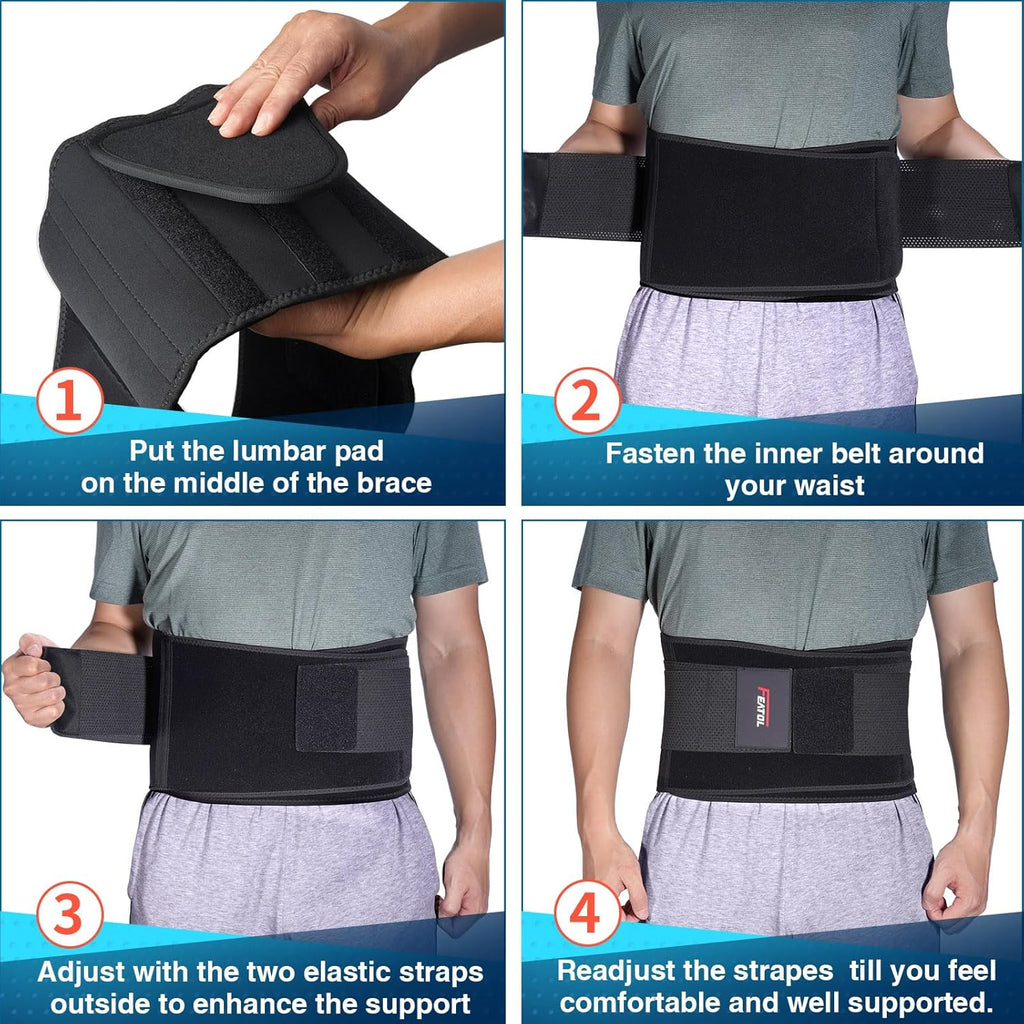 FEATOL Back Brace Support Belt-Lumbar Support Back Brace for Back Pain