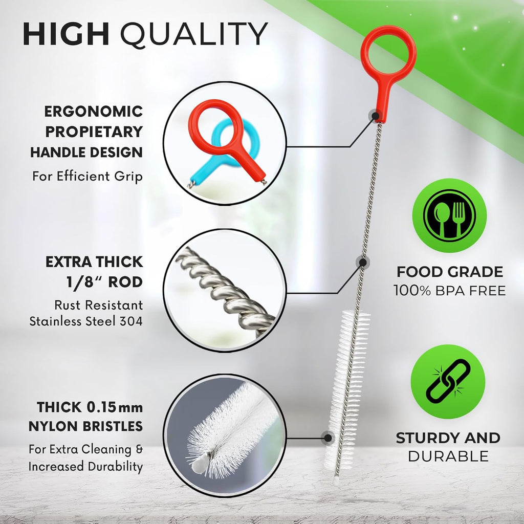 Buenalife Heavy Duty Cleaning Brushes Set of 4 - Extra Long Straw Cleaners