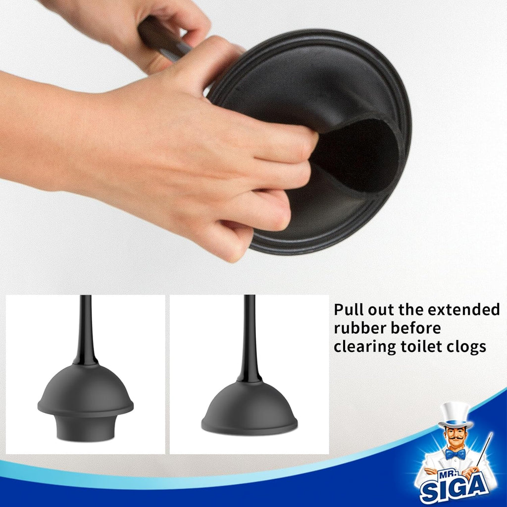 MR.SIGA Toilet Plunger and Bowl Brush Combo for Bathroom Cleaning, Black, 1