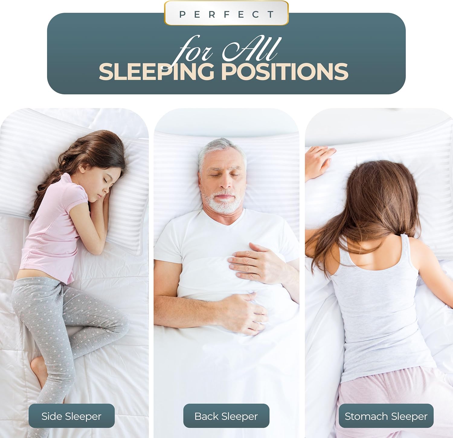 Utopia Bedding Bed Pillows for Sleeping Queen Size (White), Set of 2, Down