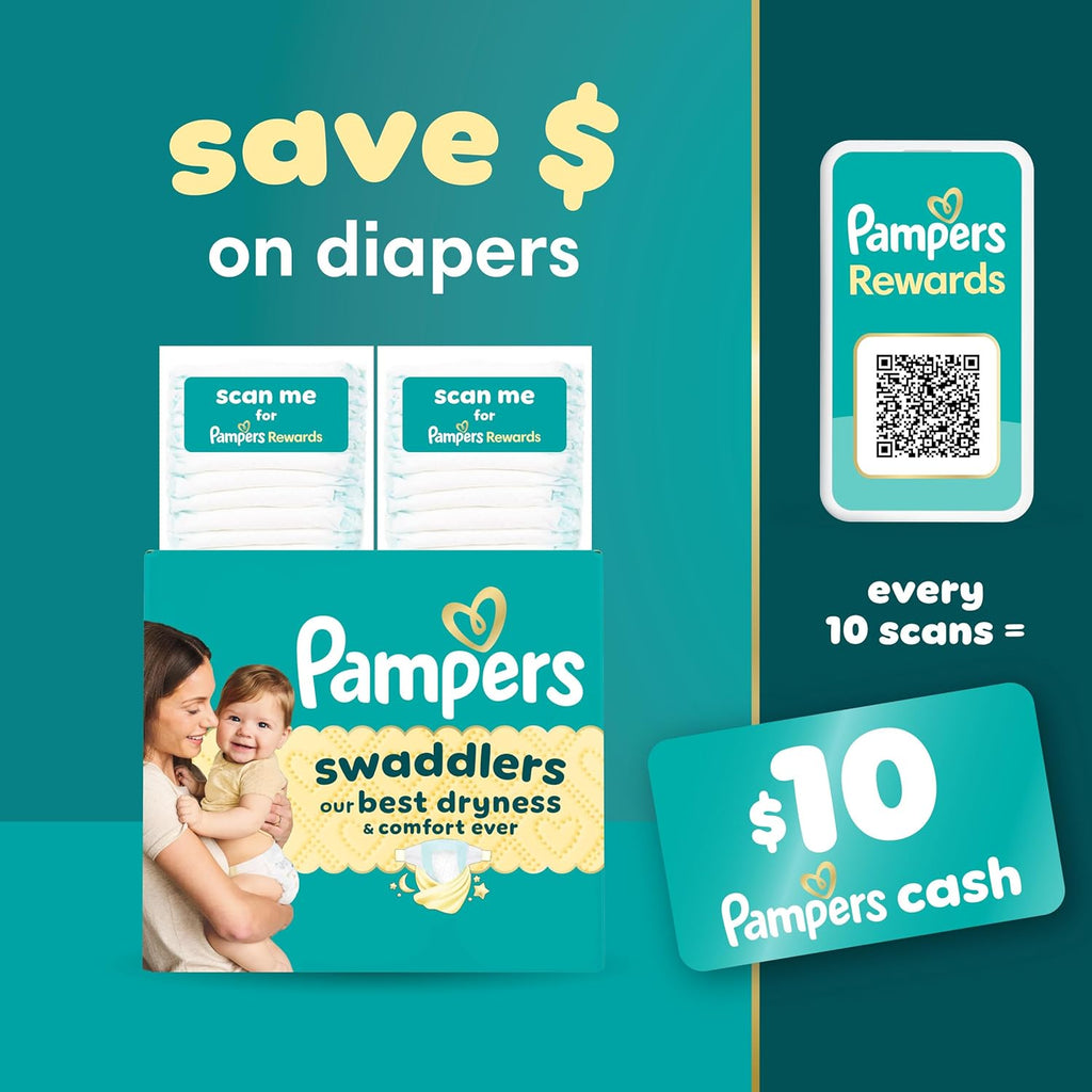 Pampers Swaddlers Diapers, Size 4 (15-34 lbs), 150 Count, Absorbent, Keeps