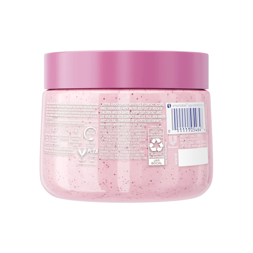 Dove Himalayan Salt & Rose Oil Body Scrub Exfoliates and Deeply Nourishes for