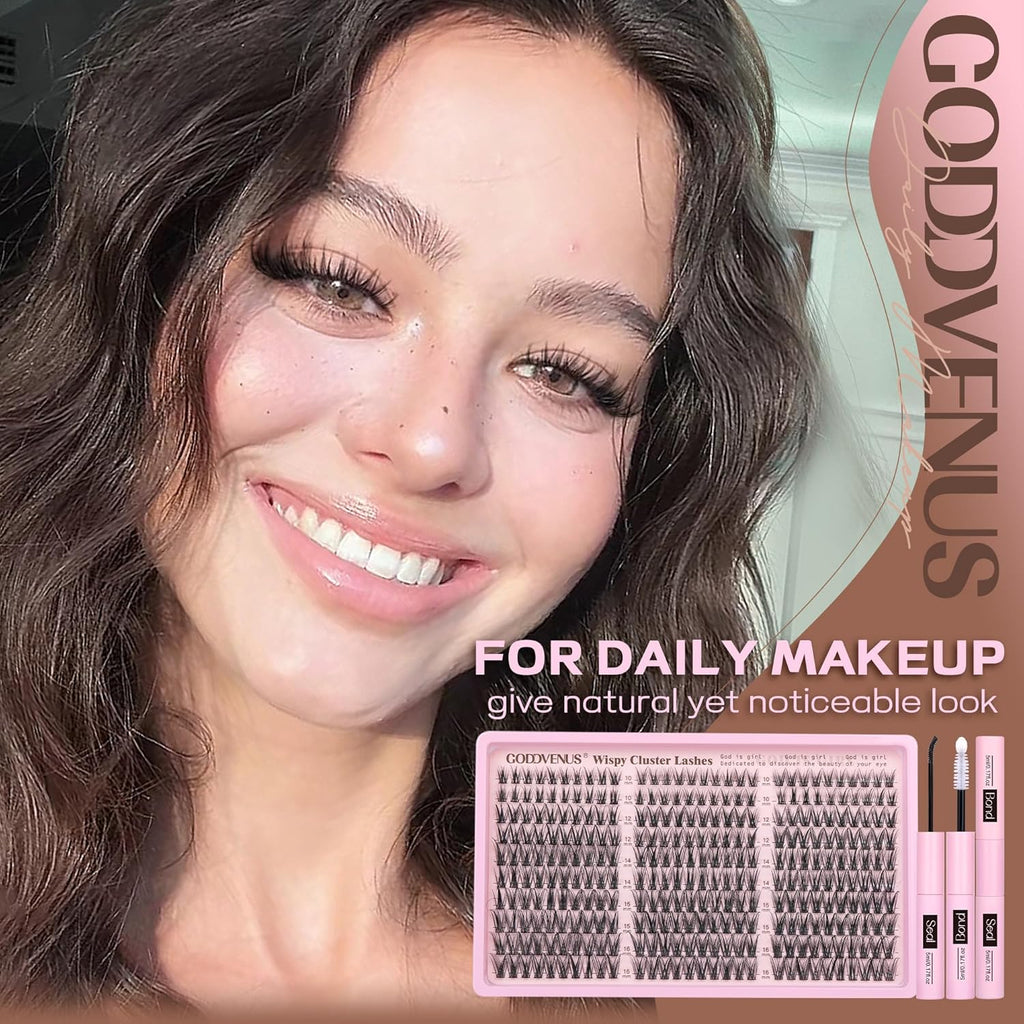 Goddvenus Lash Clusters Kit Wispy Eyelash Clusters Lashes Natural DIY Lash