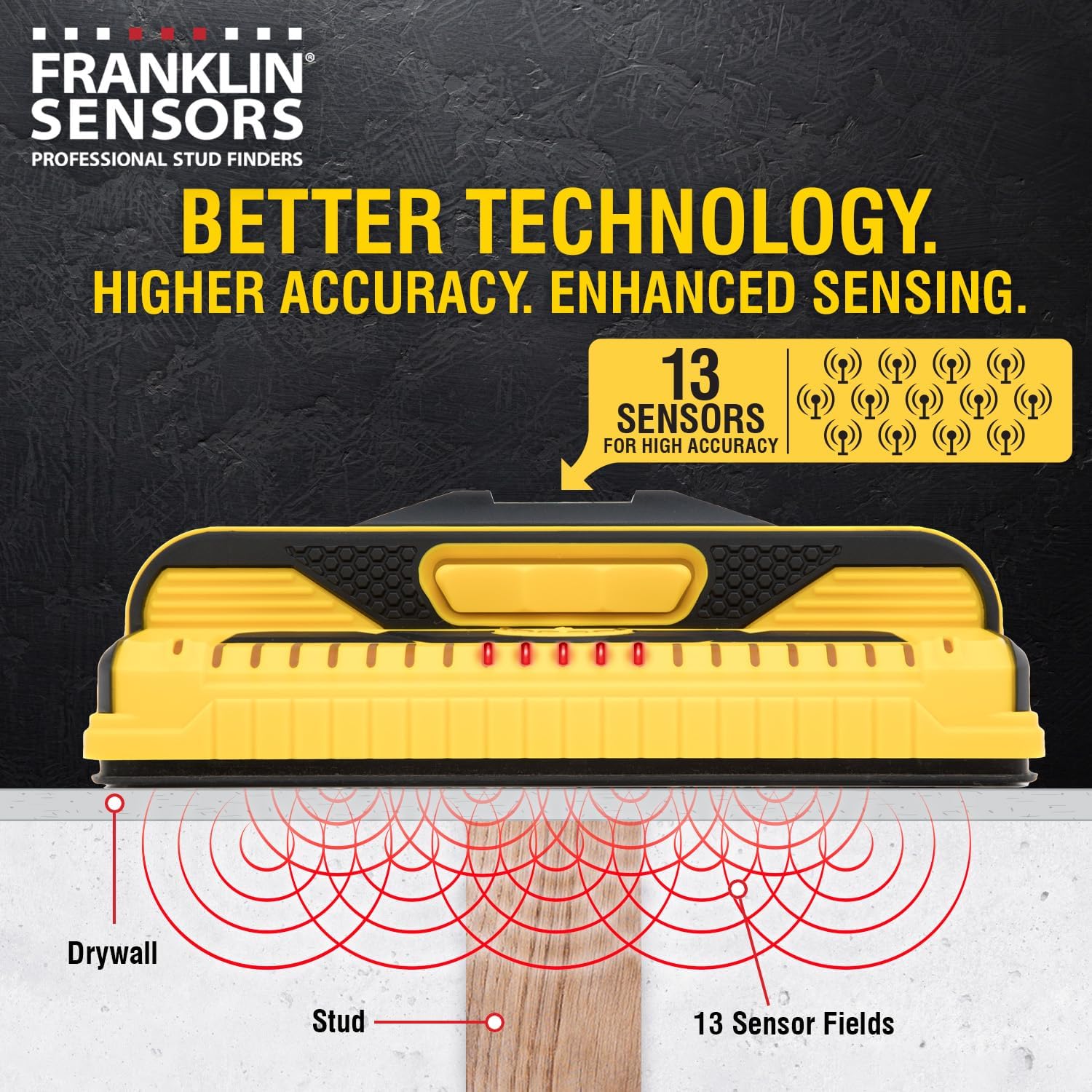 Franklin Sensors Prosensor M210 Stud Finder With 13-Sensors, Wood & Metal