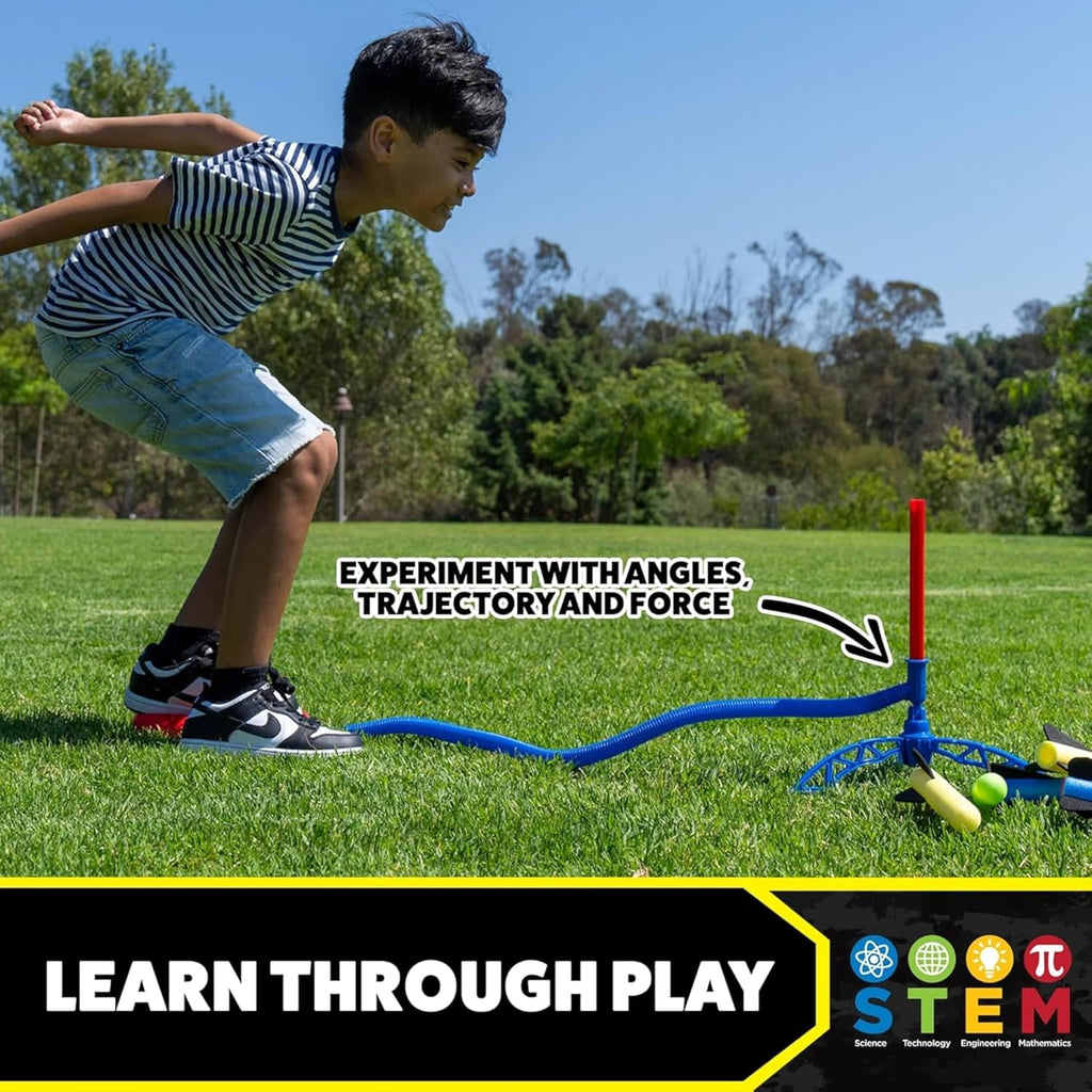 Stomp Rocket Jr Multi-Color Rocket Launcher for Kids, 8 Rockets - Fun Outdoor
