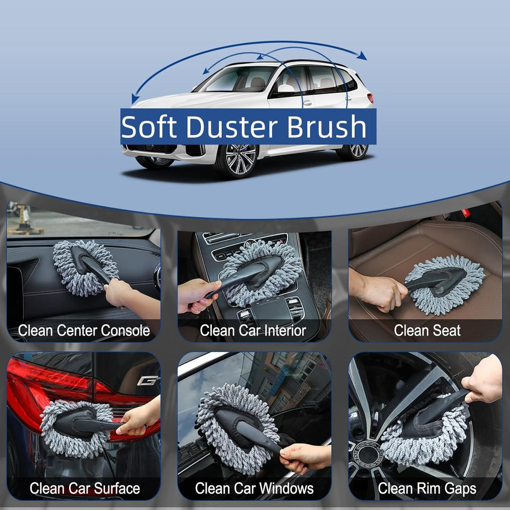 Fitosy Car Interior Duster Detail Brush Cleaning Gel Kit, Soft Dash Vent