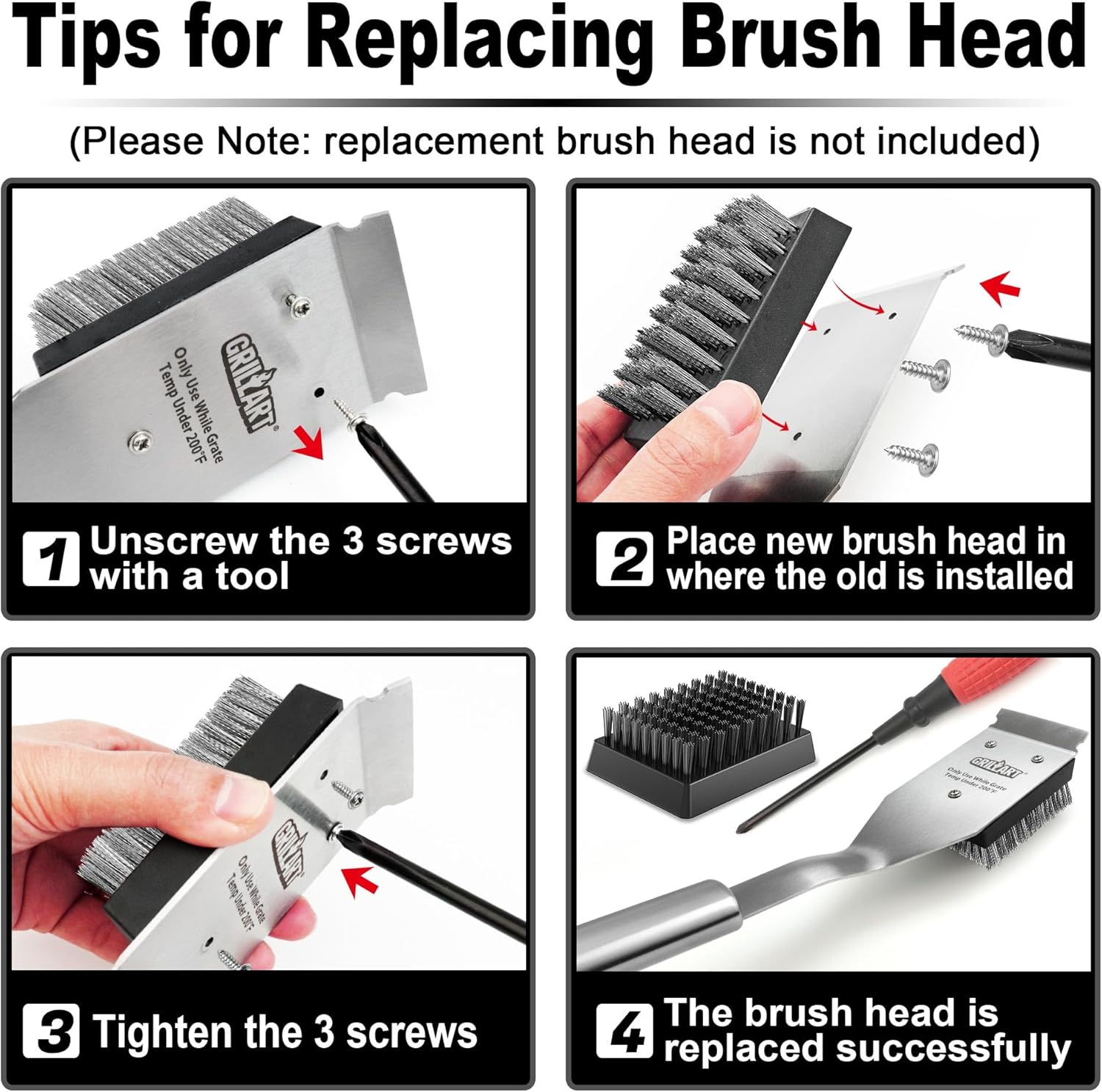 GRILLART Grill Brush and Scraper, Wire BBQ Grill Brush for Outdoor Grill