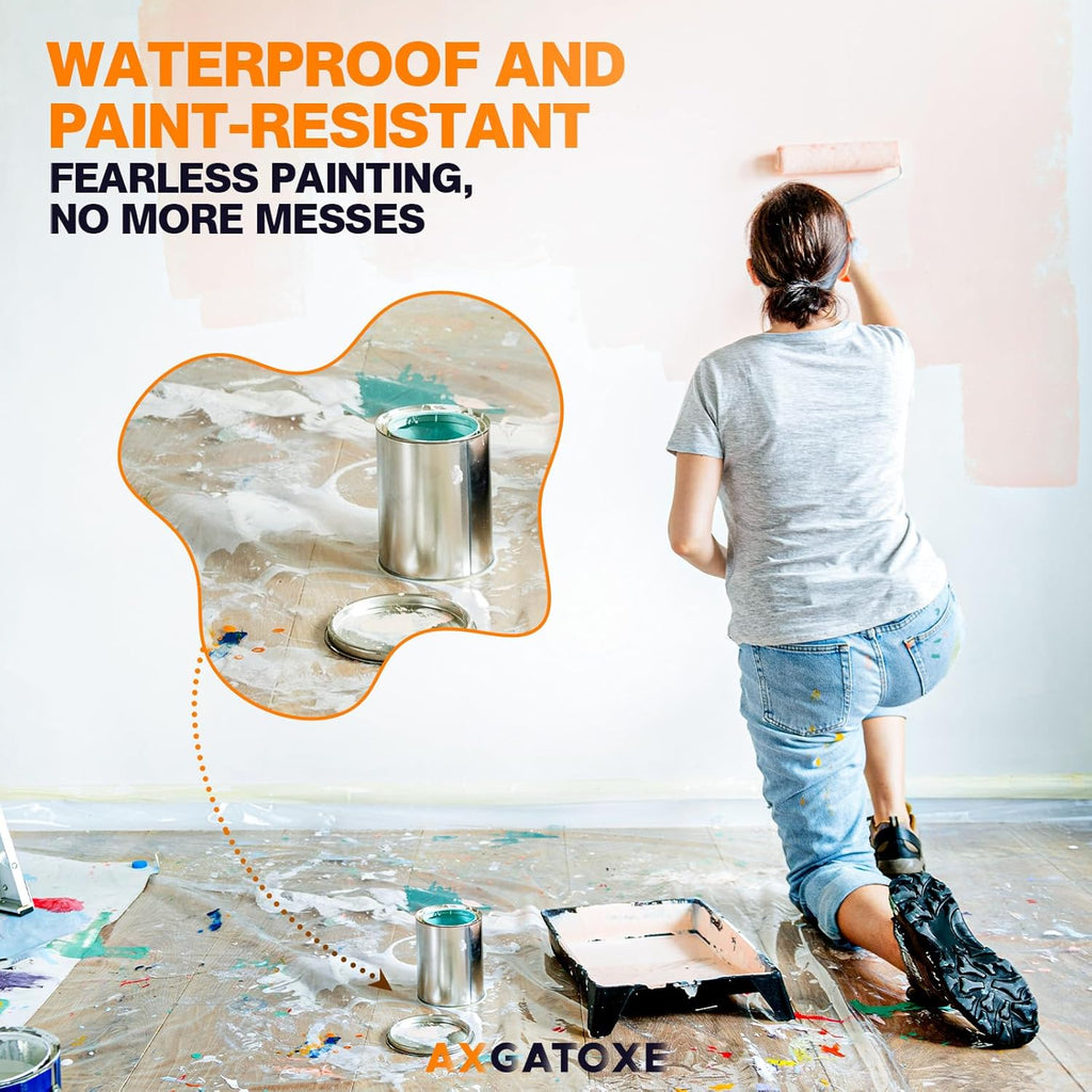 12 x 9 Ft Plastic Drop Cloths (6-Pack) - Disposable Painter's Sheeting &