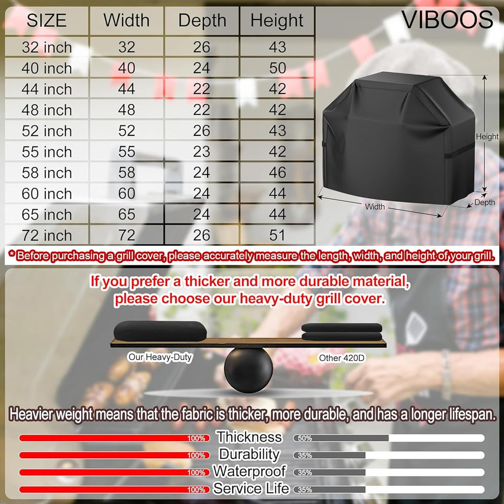 Grill Cover, 58 inch BBQ Gas Grill Cover for Outdoor Grill, Waterproof