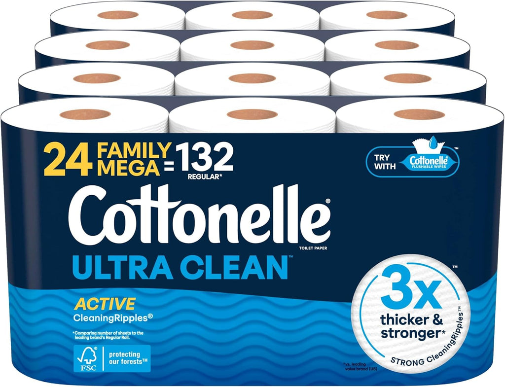 Cottonelle Ultra Clean Toilet Paper with Active CleaningRipples Texture