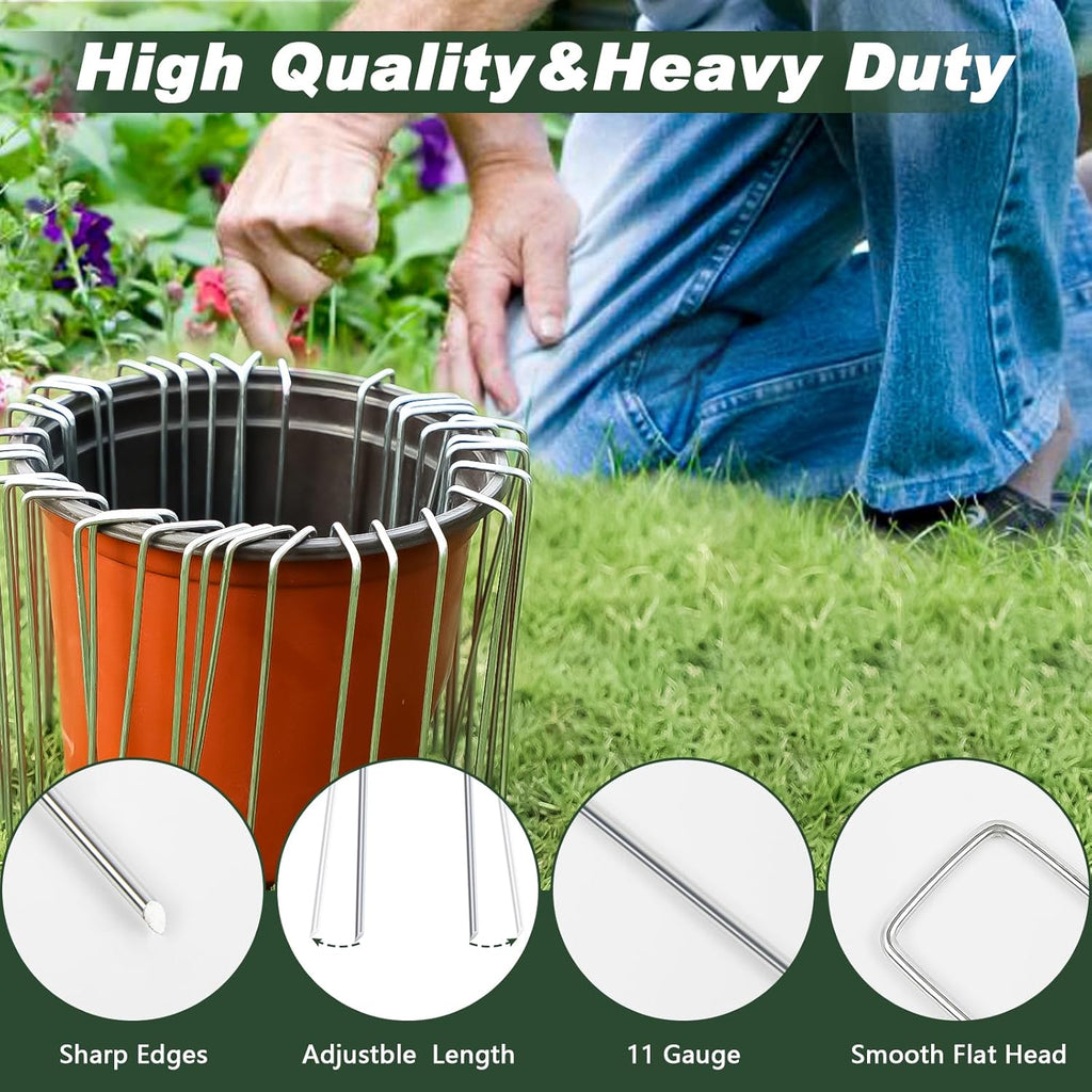 FEED GARDEN 6 Inch 50 Pack Hot-dip Galvanized Landscape Staples Plant Cover
