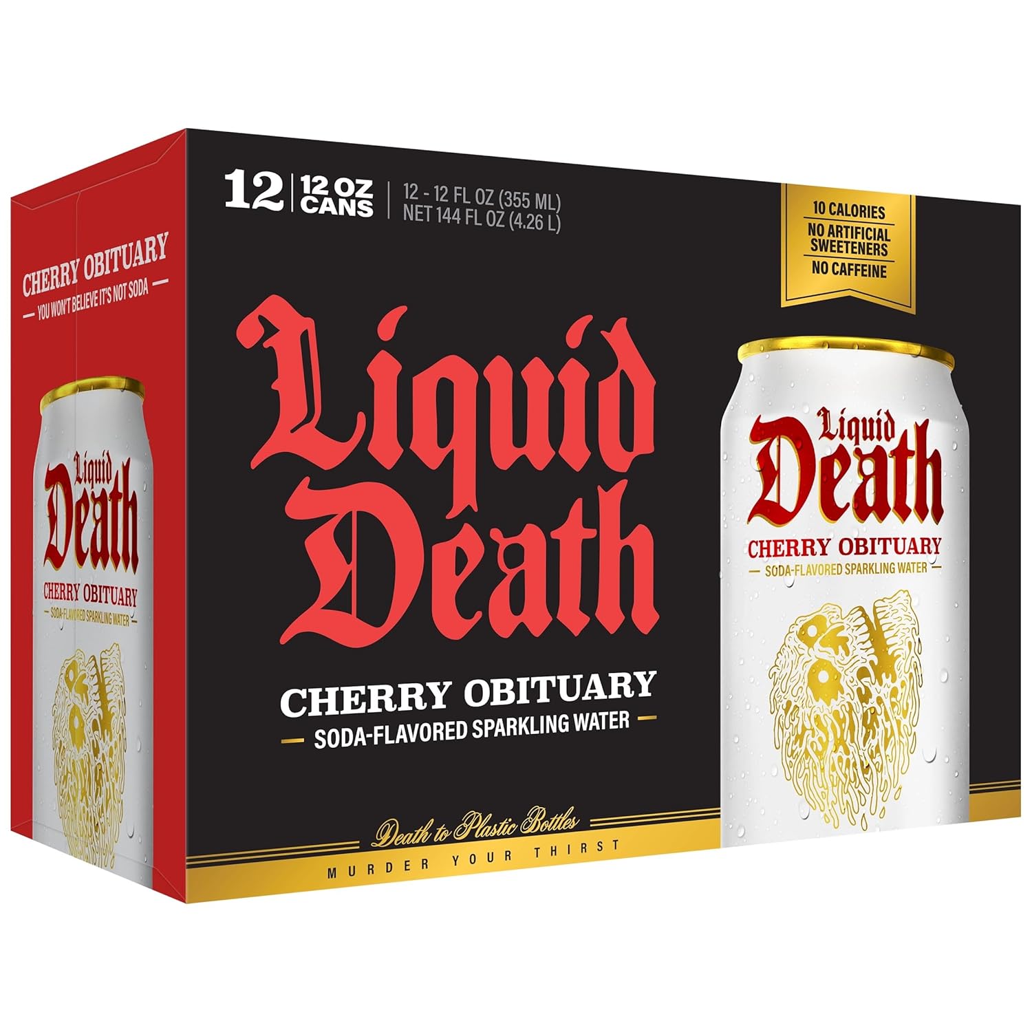 Liquid Death Soda-Flavored Sparkling Water - Cherry Obituary, Less Sugar*