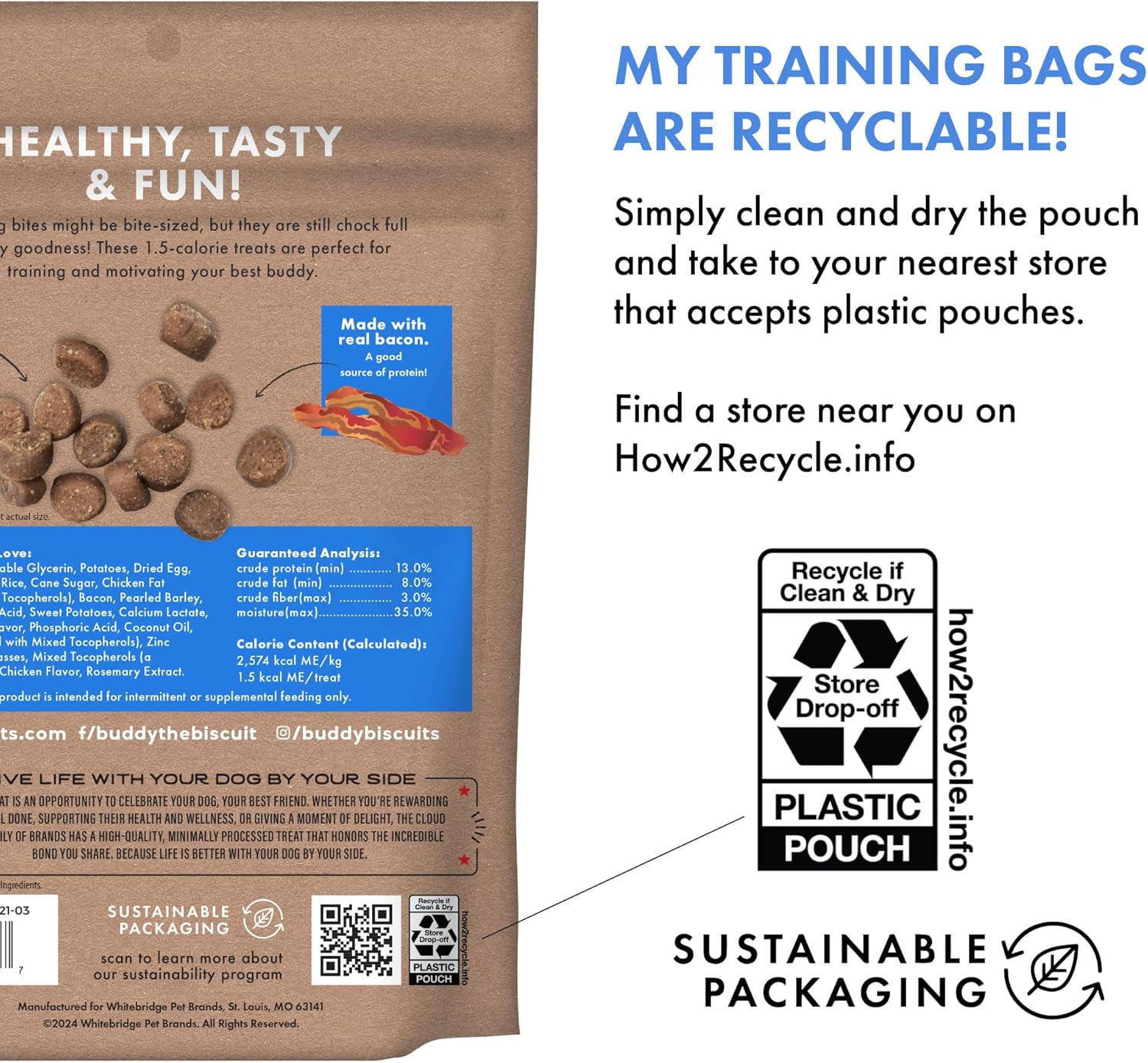 Buddy Biscuits Trainers 10 Oz. Pouch of Training Bites Soft & Chewy Dog
