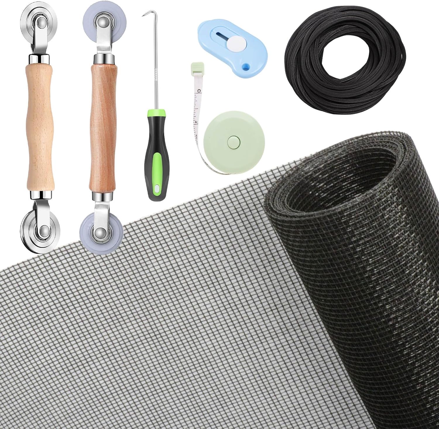 Windows Screen and Screen Door Repair Kit, 48"x118" Charcoal Fiberglass Mesh