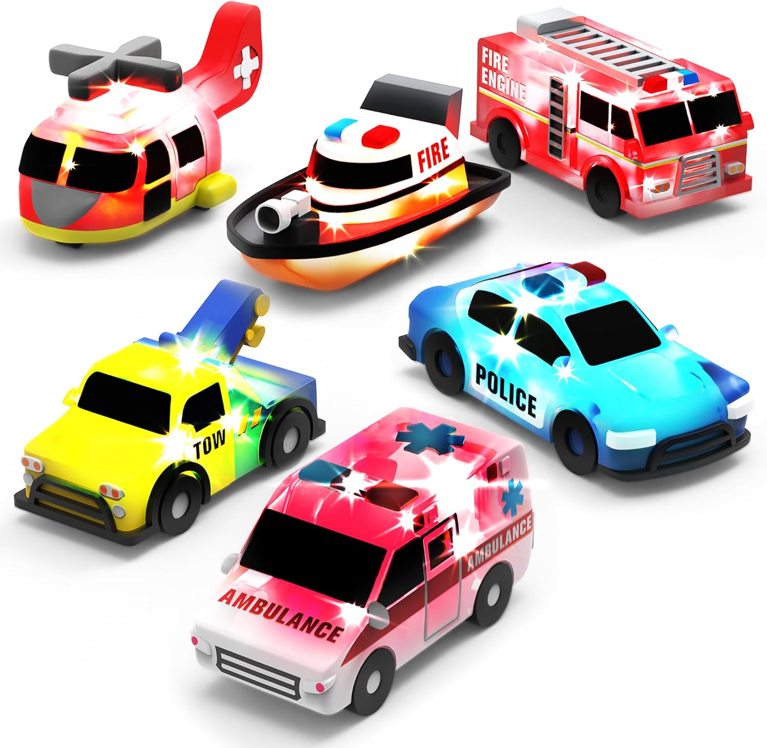 Tub Workså¨ Emergency‰ã¢ Cars Light Up Bath Toys, 6 Pack
