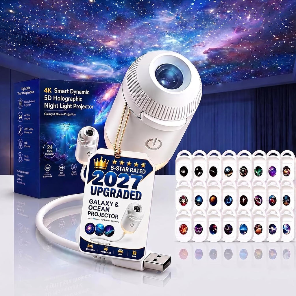 2027 Upgraded Hd Smart Dynamic 5d Holographic Night Light Projector, Plug and