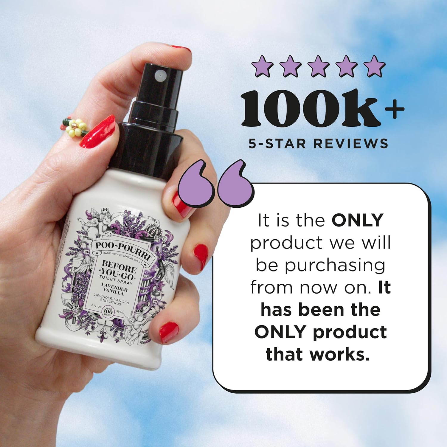 Poo-Pourri Before-You-Go Toilet Spray, Lavender Vanilla, 2 Fl Oz, Up to 100