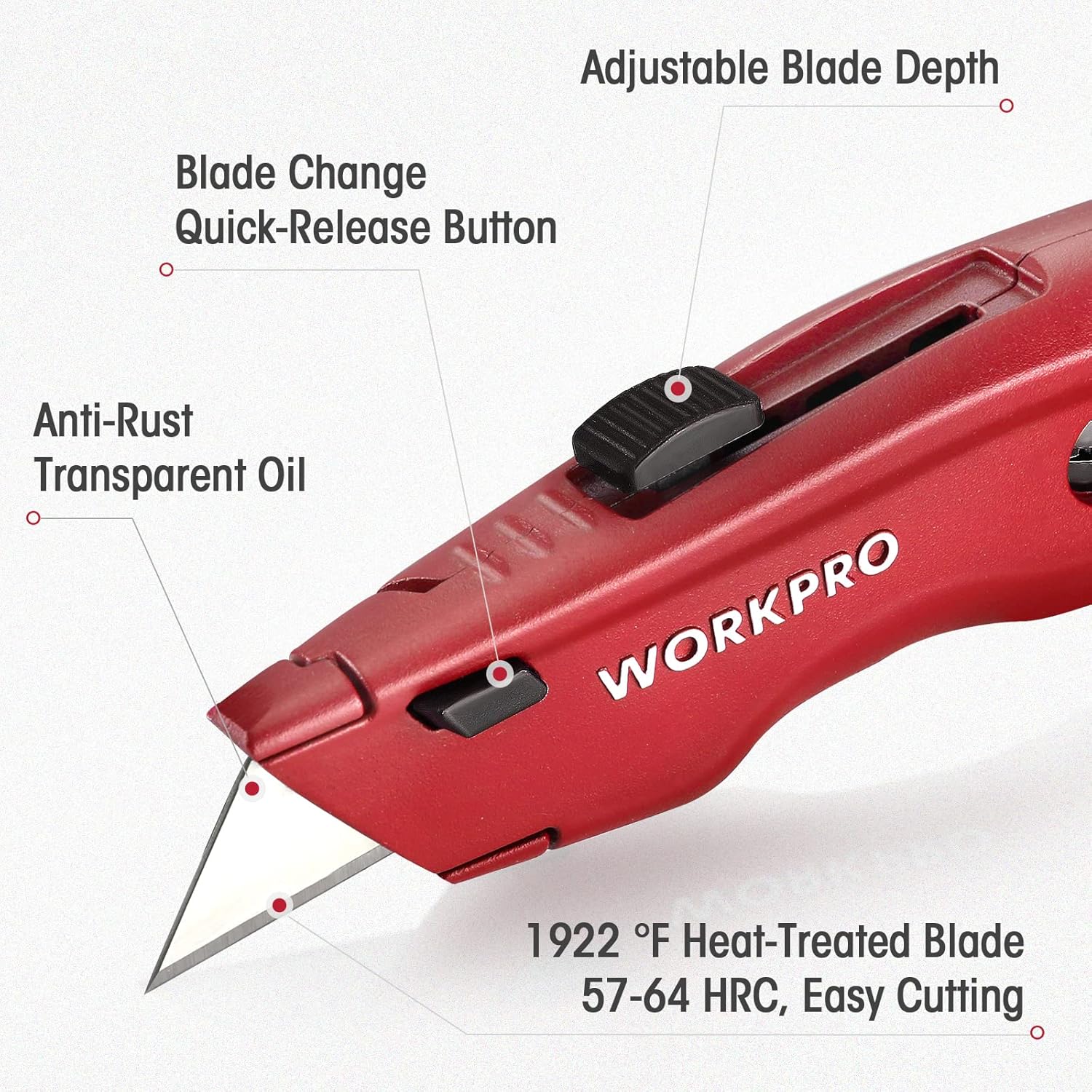 WORKPRO Premium Utility Knife, Retractable All Metal Heavy Duty Box Cutter