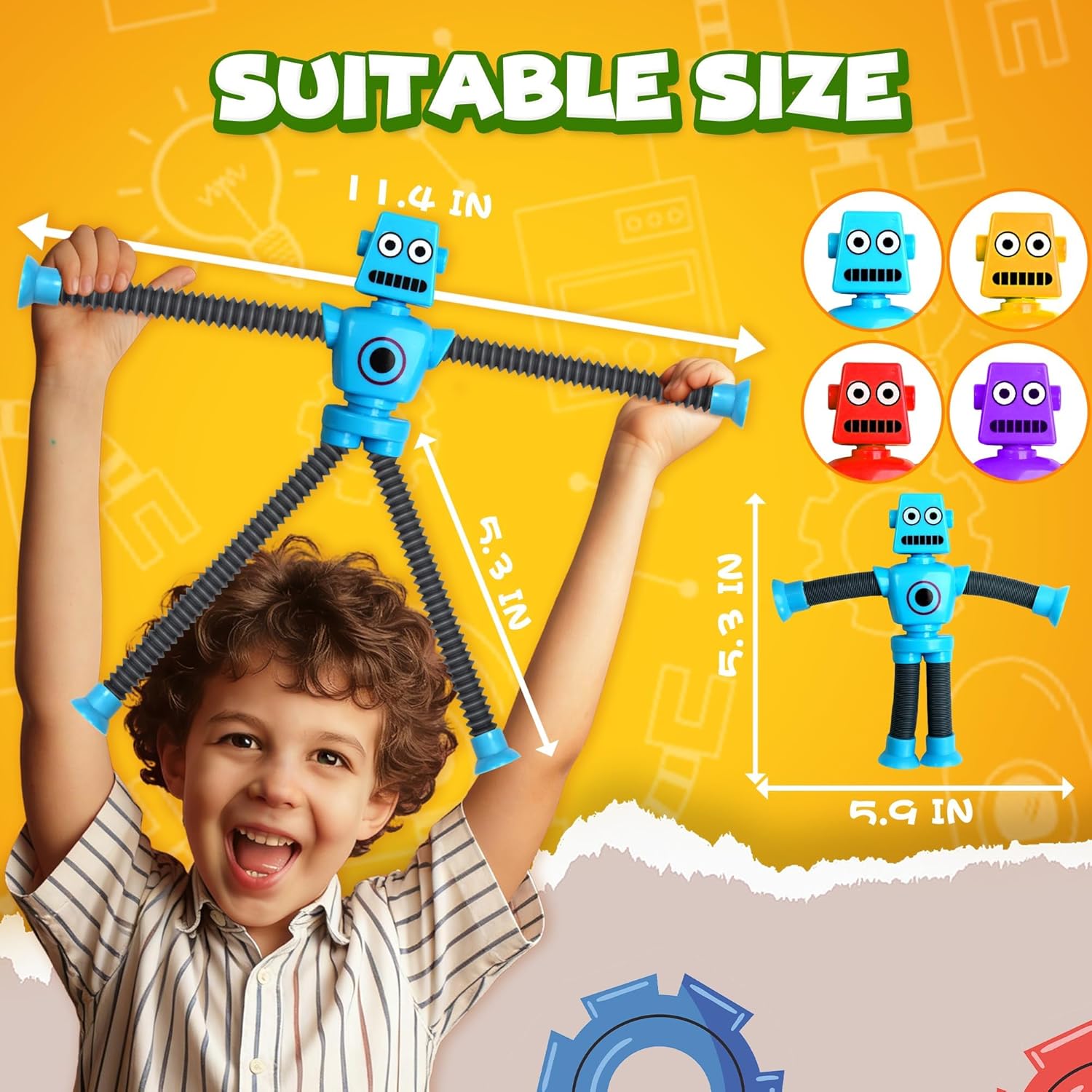 Robot Sensory Travel Roadtrip Toys 4Pcs for Toddlers Kid Boy Year Old Ages 3