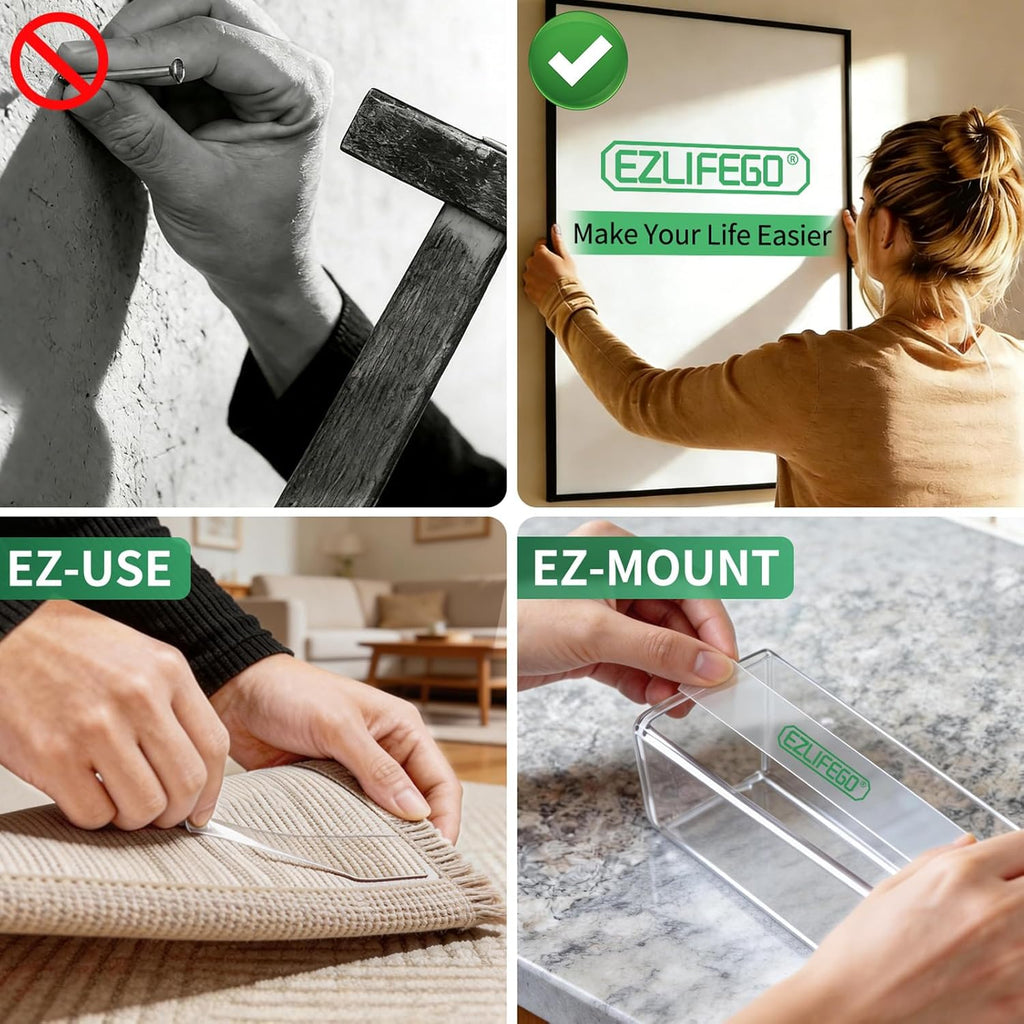 EZlifego Double Sided Tape Heavy Duty, Nano Double Sided Adhesive Tape, Clear
